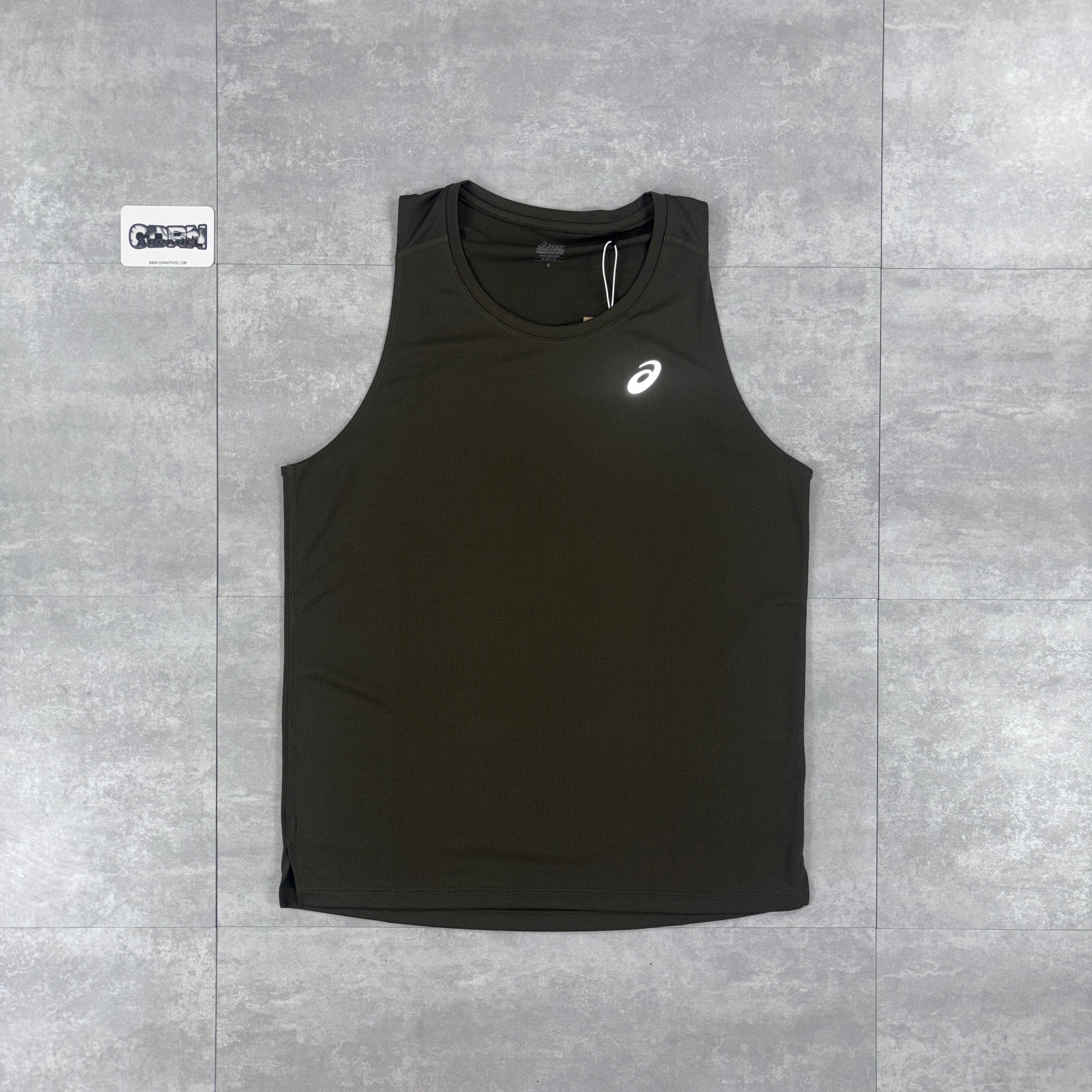 Asics Core Vest Khaki & Khaki Icon Shorts Set