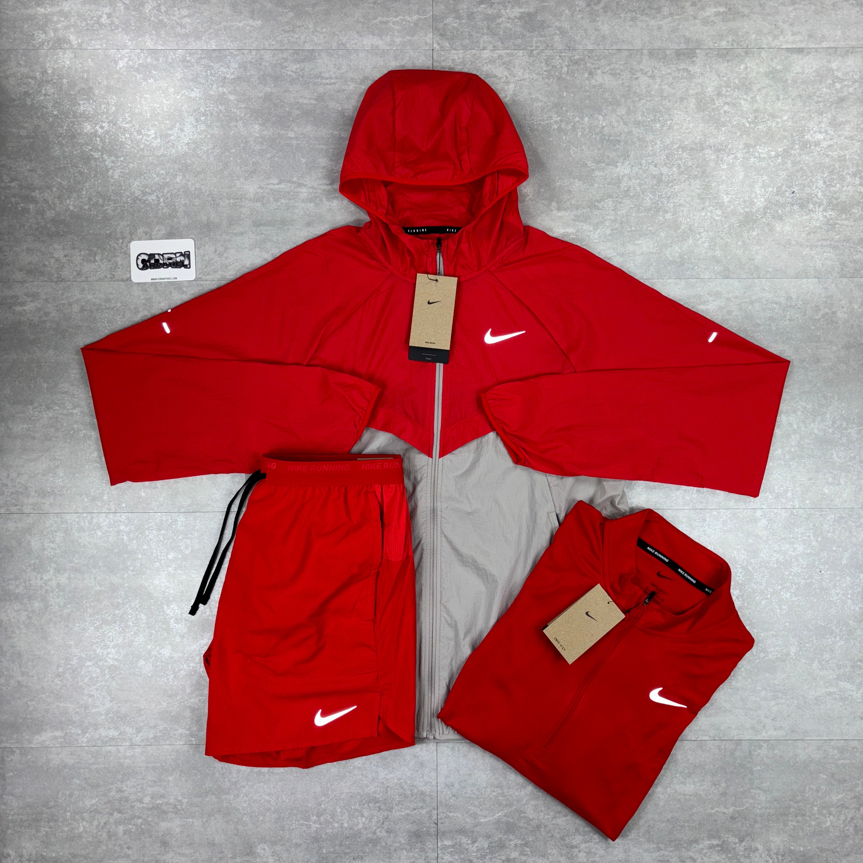 Nike Repel UV Running Windbreaker Jacket - University Red/College Grey