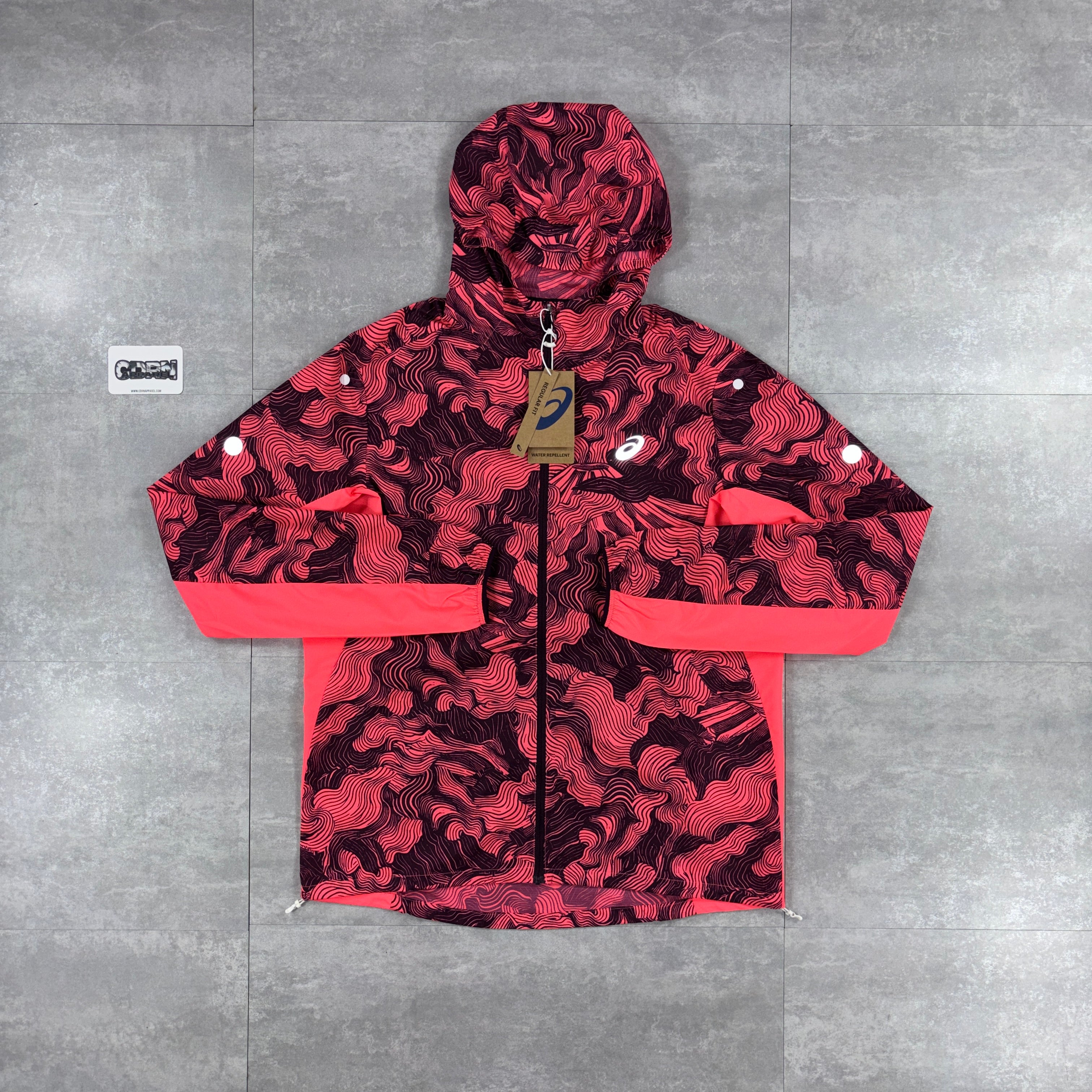 Asics Fujitrail Windbreaker Jacket Blazing Coral & Asics Fujitrail Shorts Set