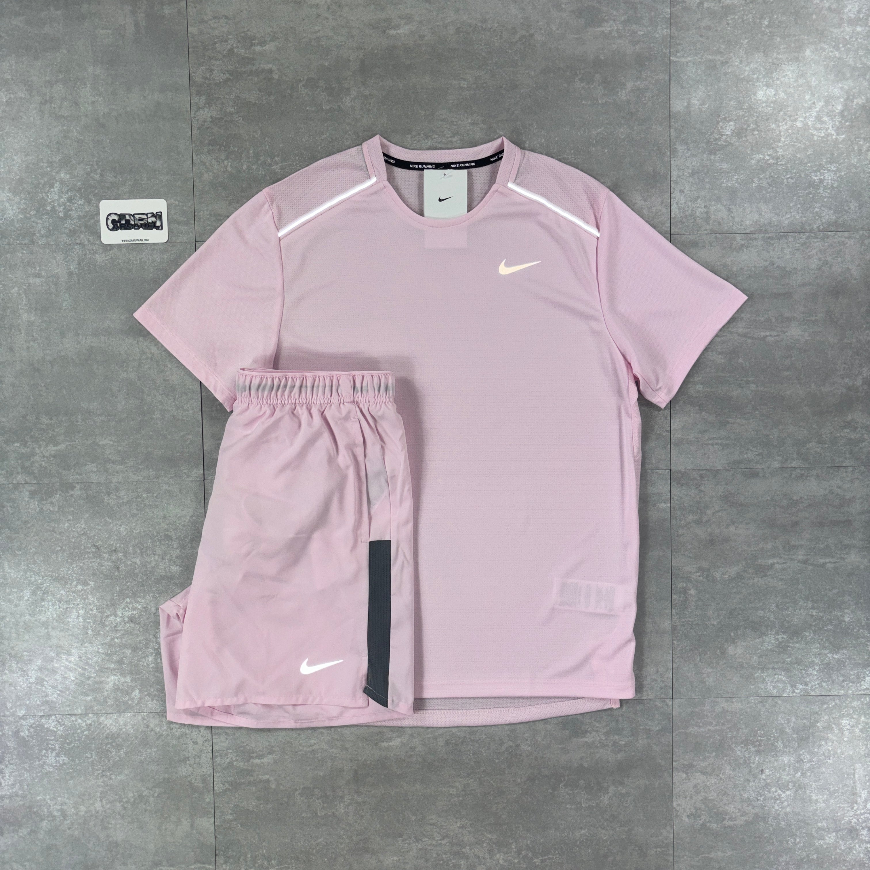 Nike Miler 1.0 Pink Foam & Pink Foam Challenger Shorts Sets