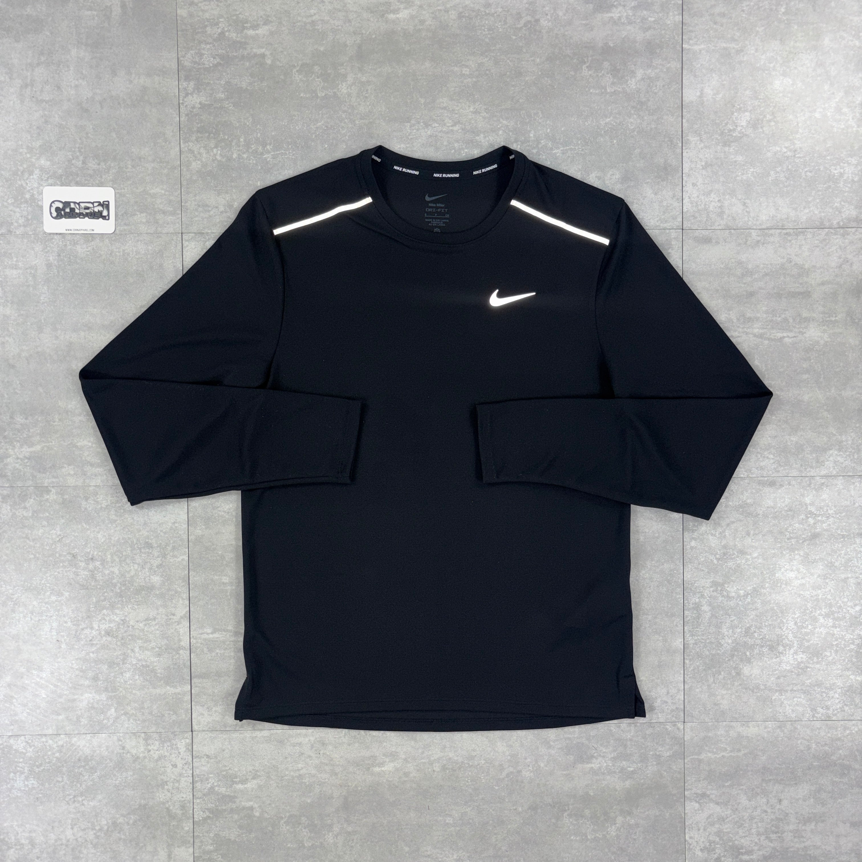 Nike Miler 1.0 Long Sleeve Black T-Shirt & Black Phenom Pants Set