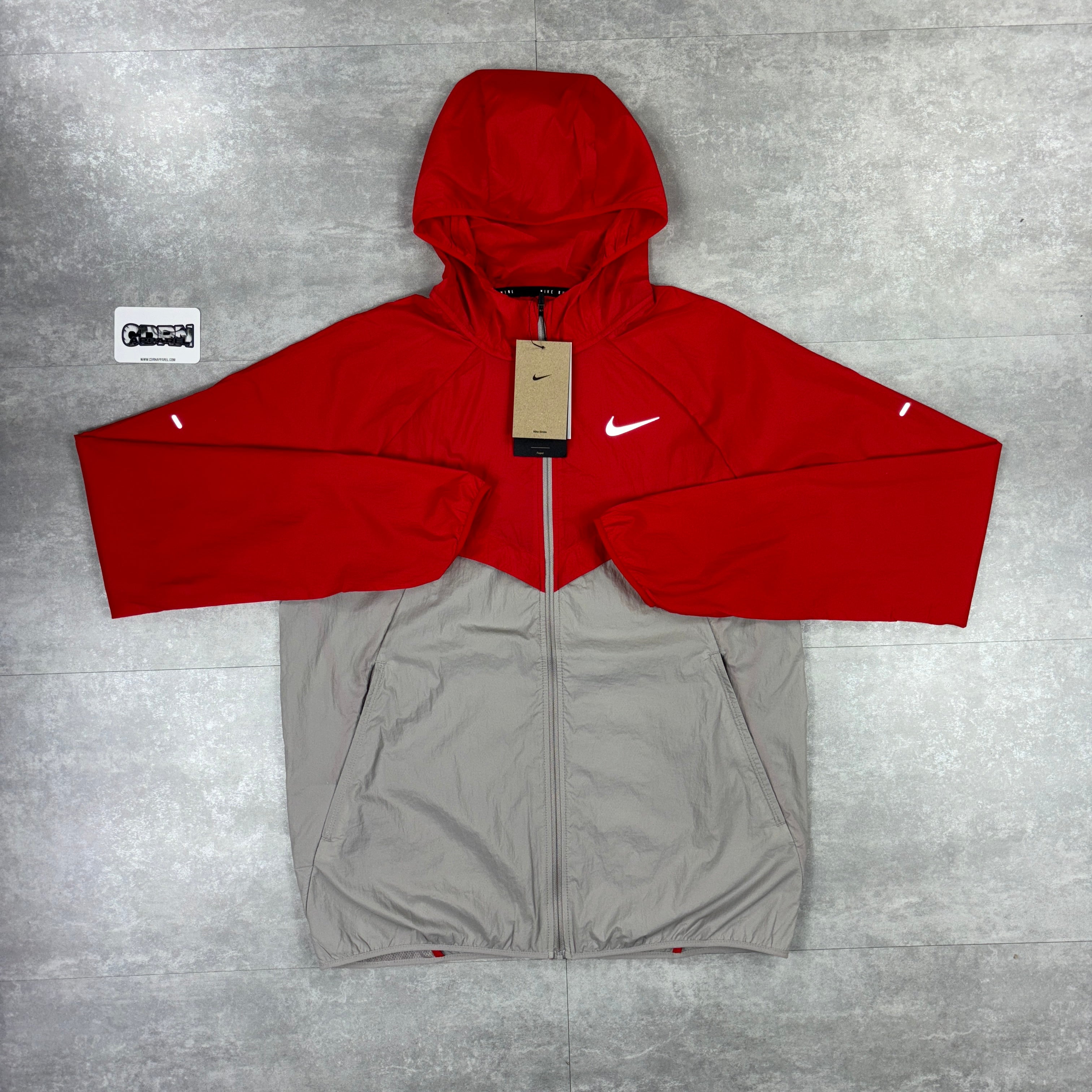 Nike Repel UV Running Windbreaker Jacket - University Red/College Grey