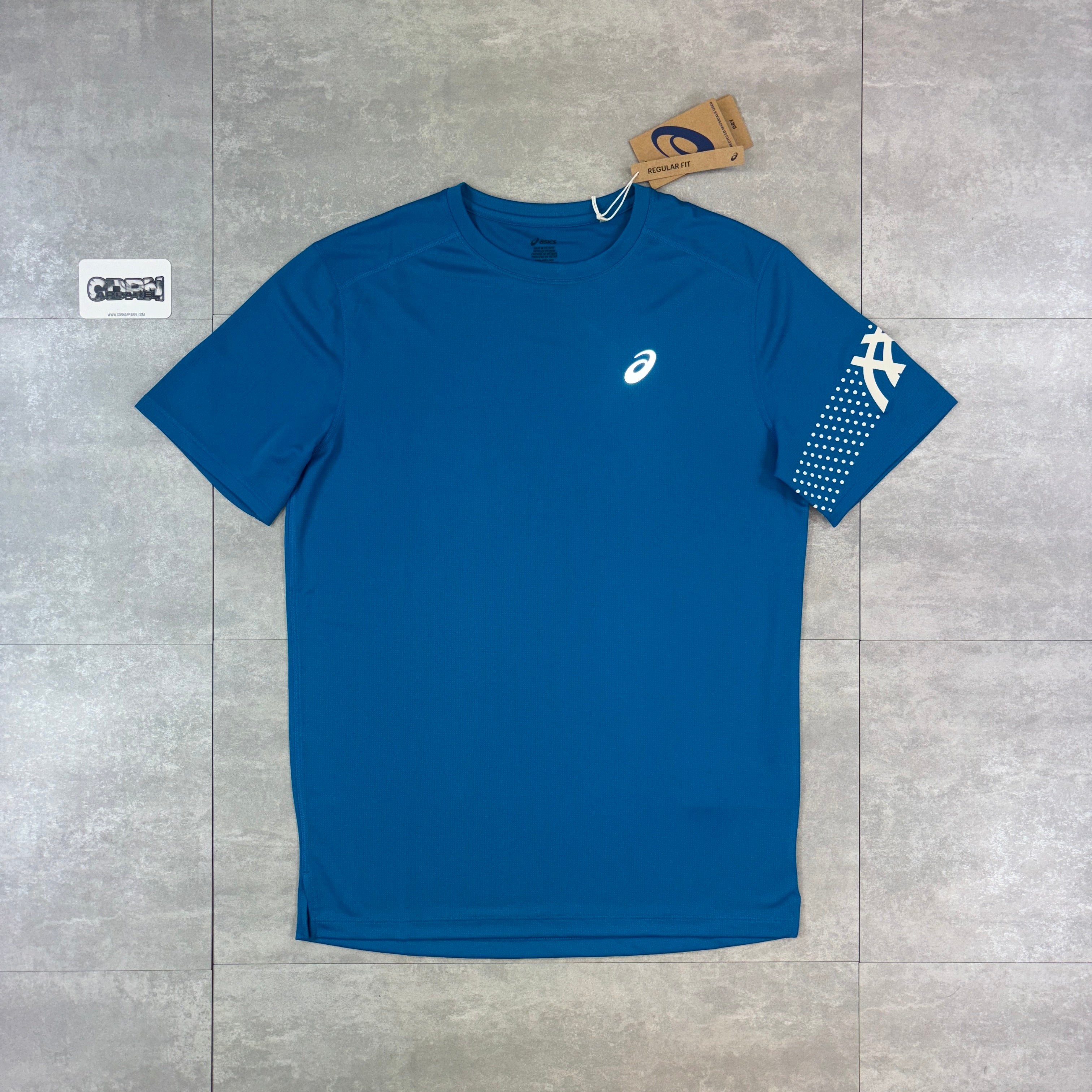 Asics Icon Windbreaker Jacket Ocean Blue, Ocean Blue Icon T-Shirt & Ocean Blue Asics Icon Shorts Set