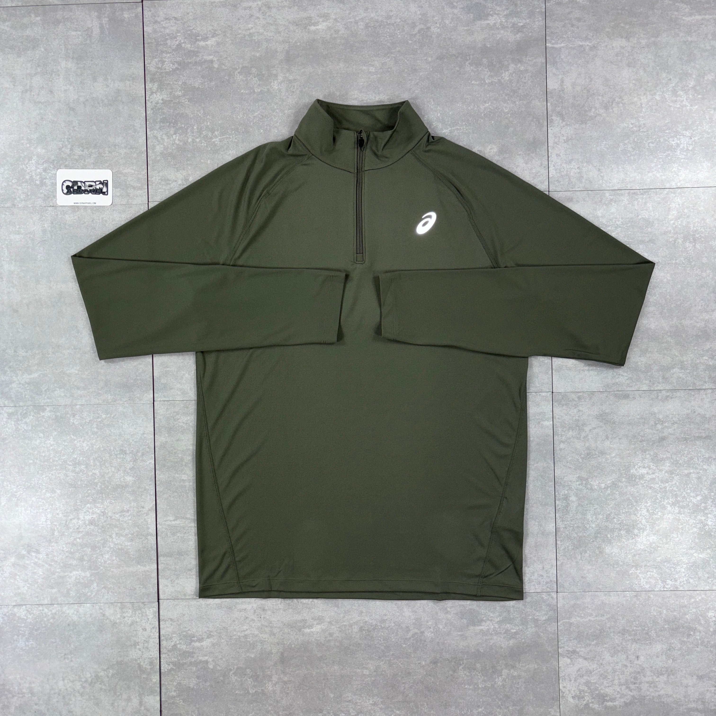 ASICS Khaki 1/4 Zip & Khaki Icon Shorts Set