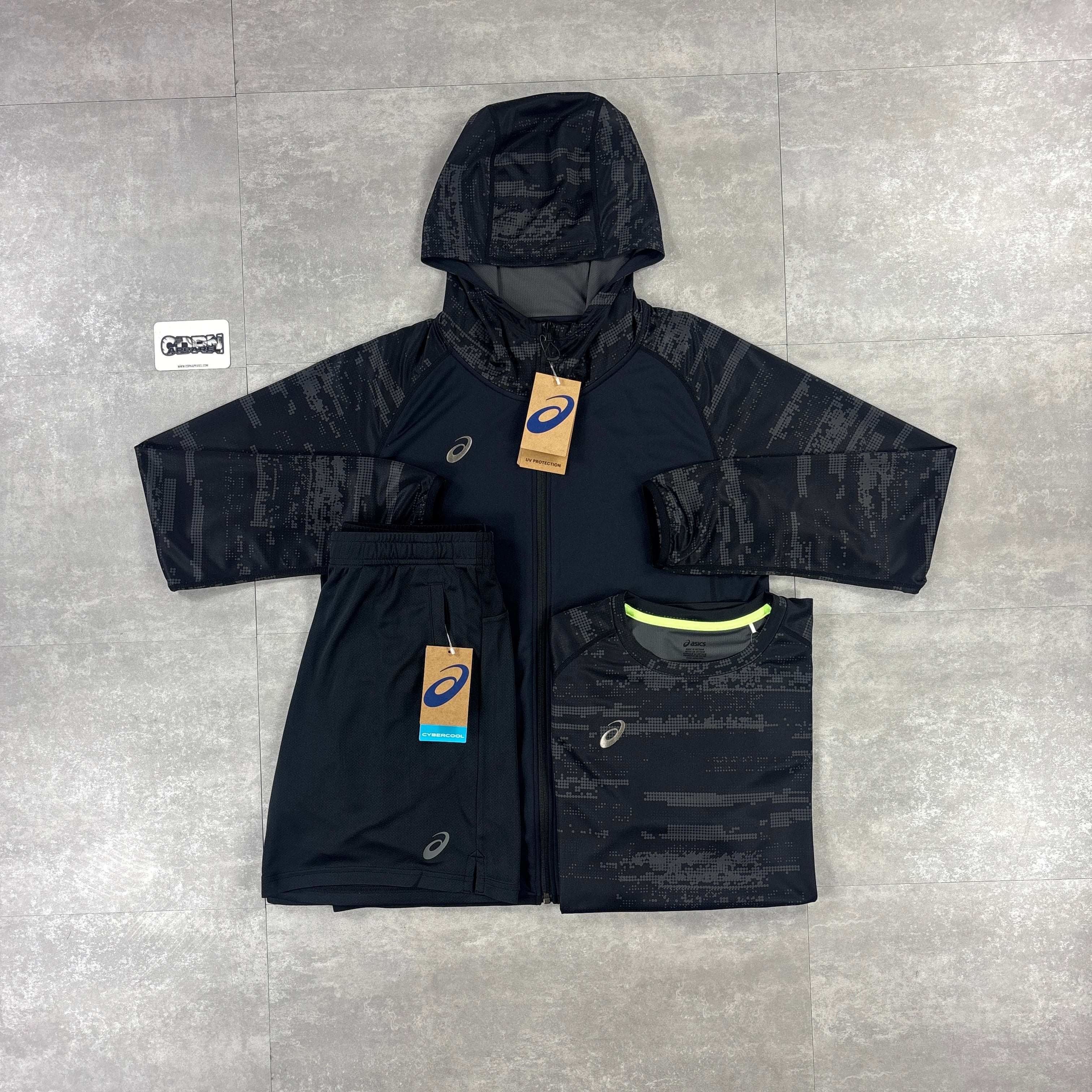 Asics Waterproof Digital Windrunner Black Bundle