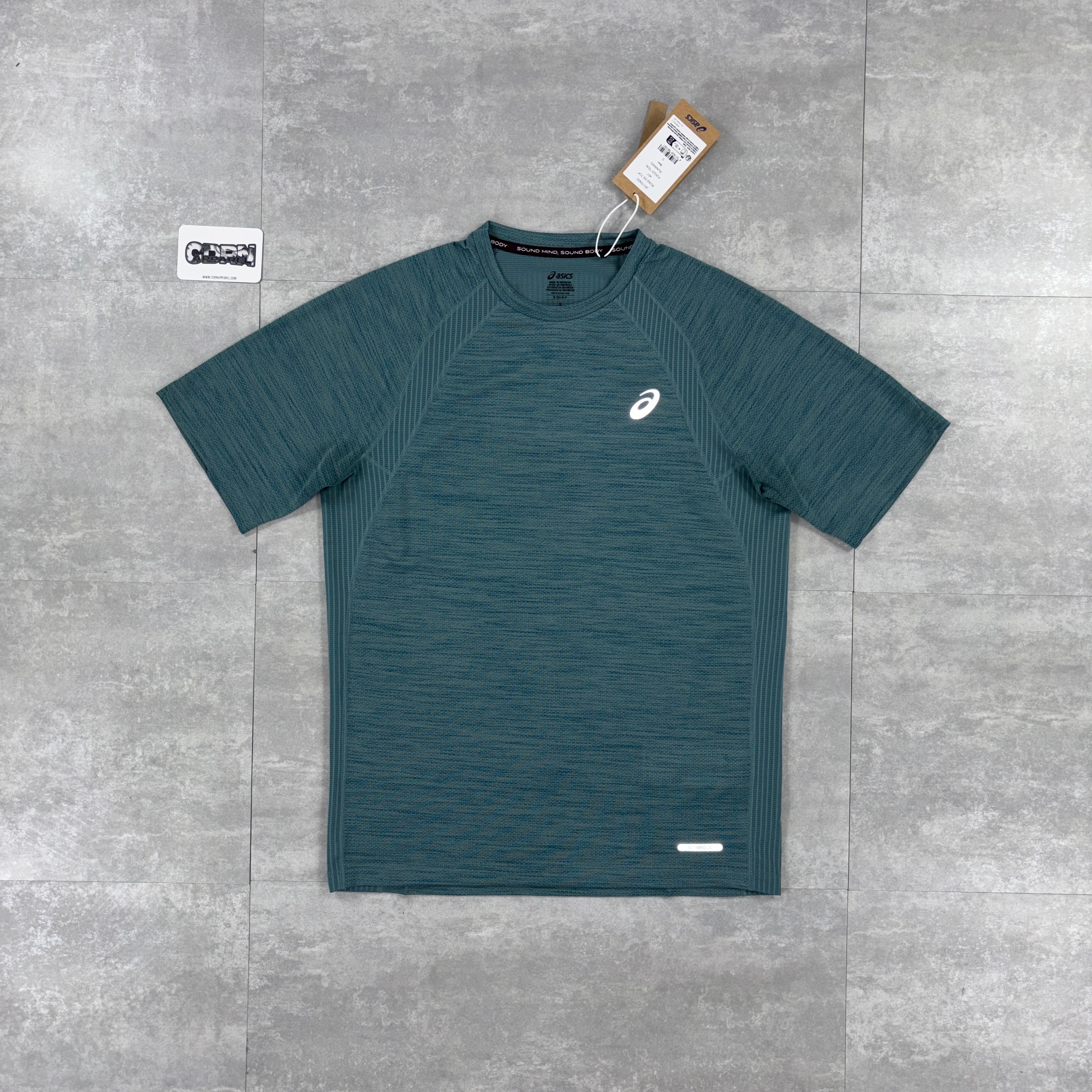 Asics Road Seamless T-Shirt Teal & Teal Asics Icon Shorts Set