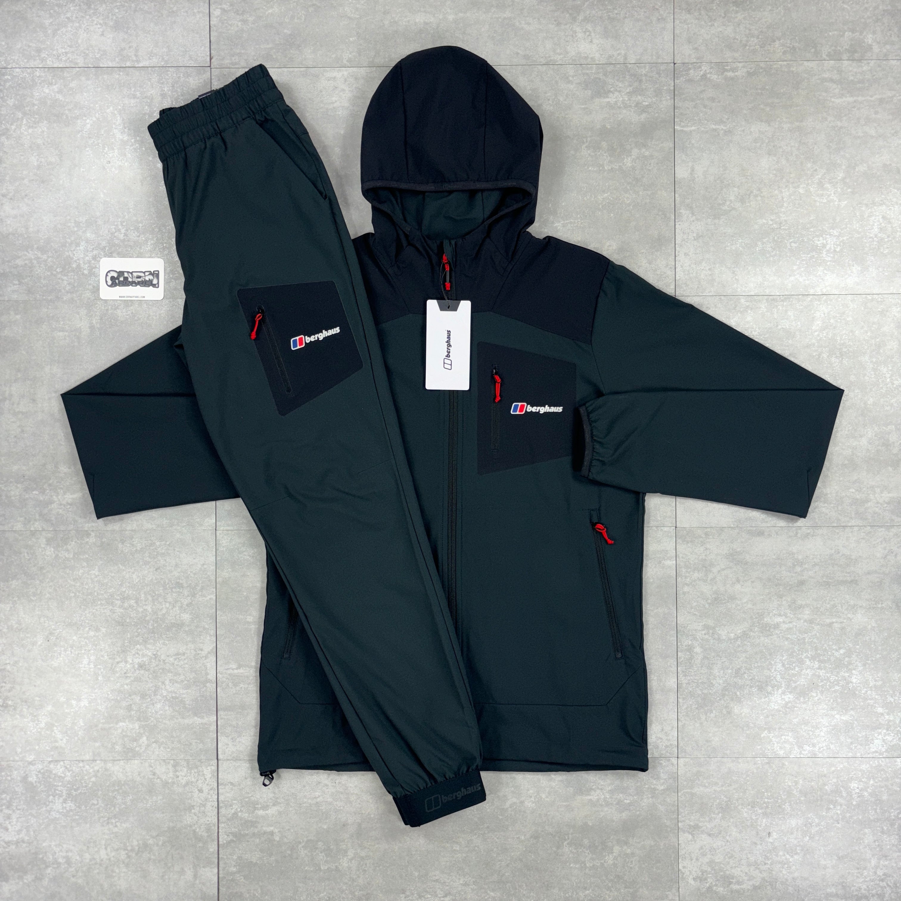Berghaus Black Intervale Windbreaker & Black Pants Tracksuit Set