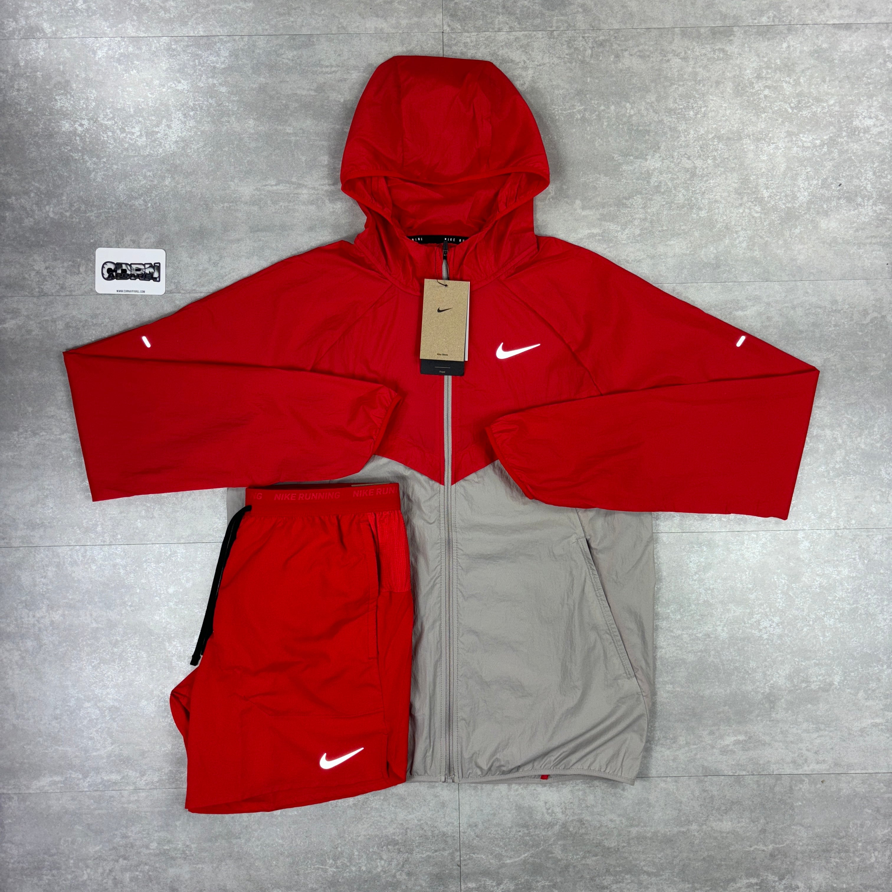 Nike Repel UV Running Windbreaker Jacket - University Red/College Grey