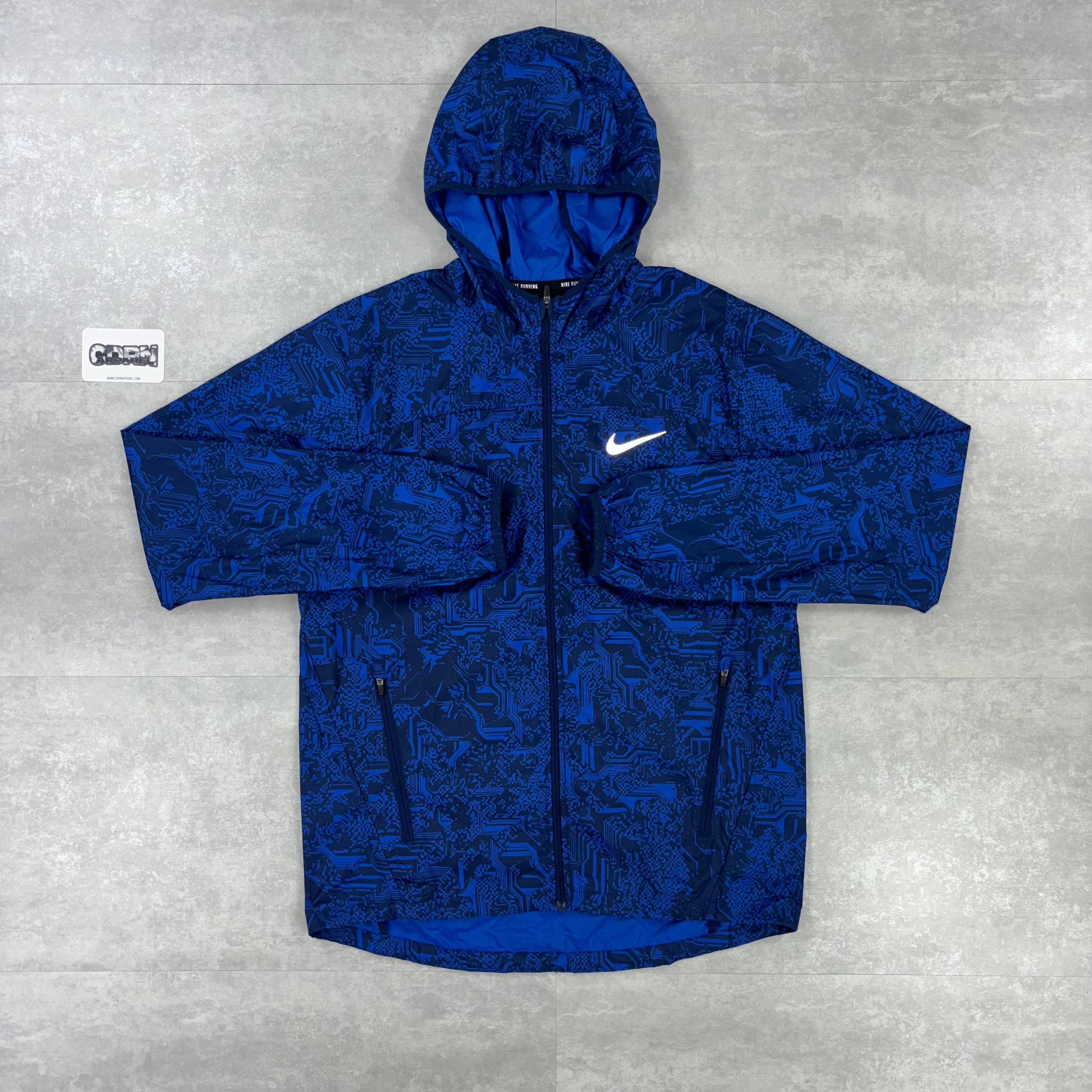 Nike Blue Digital Shield Windbreaker, Blue Digital T-Shirt & Blue Digital Shorts Set