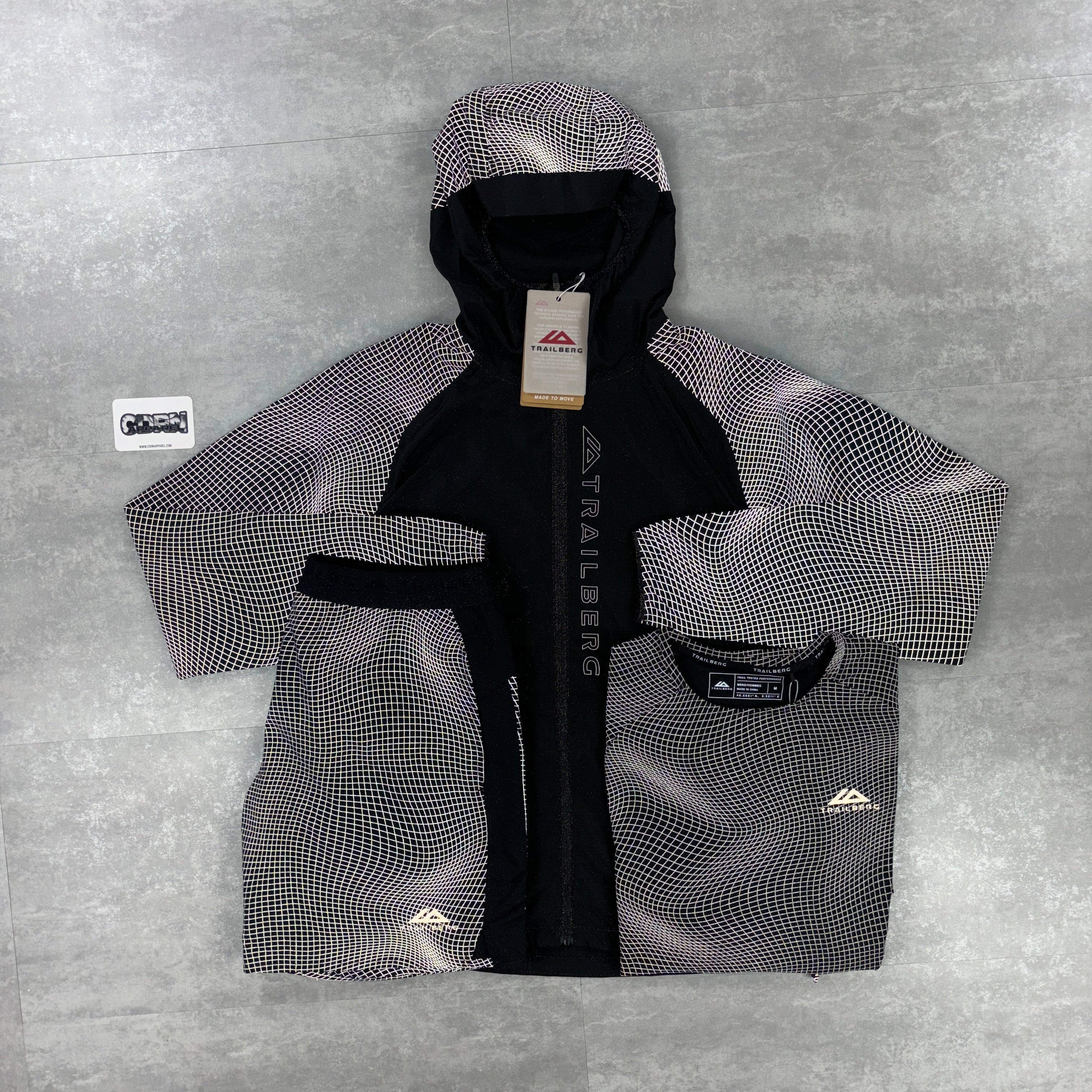 Trailberg Aspect Windbreaker Black, Black Aspect T-Shirt & Black Aspect Shorts Set