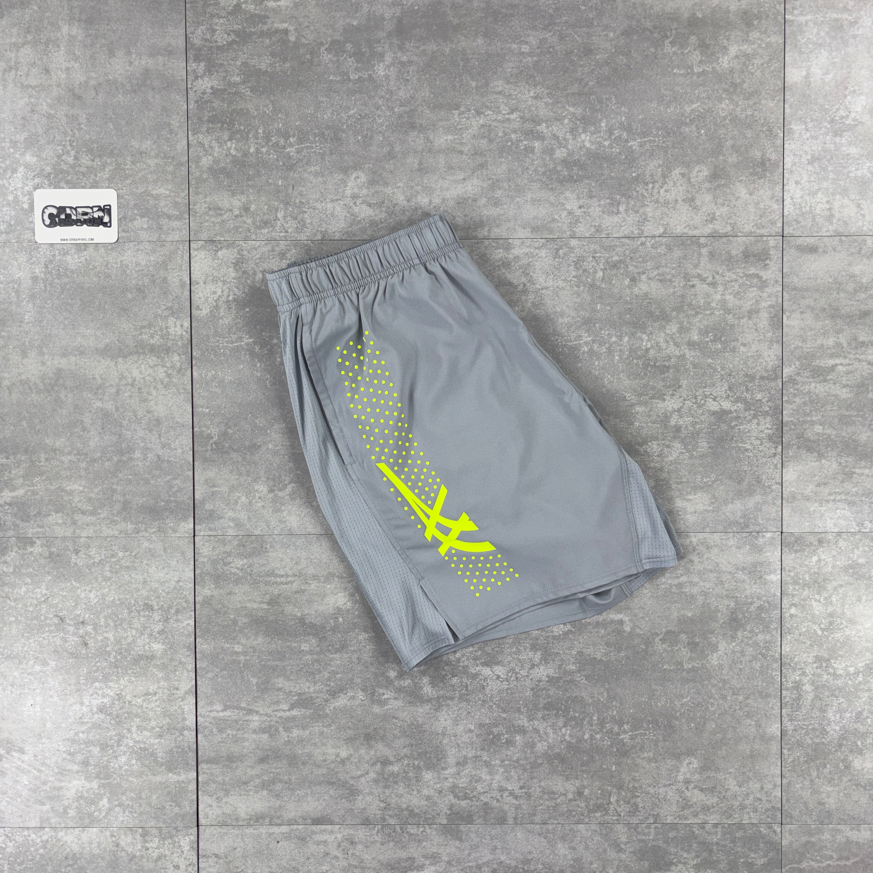 Asics Icon Windbreaker Jacket Grey / Neon, Grey / Neon Icon T-Shirt & Grey Asics Icon Shorts Set