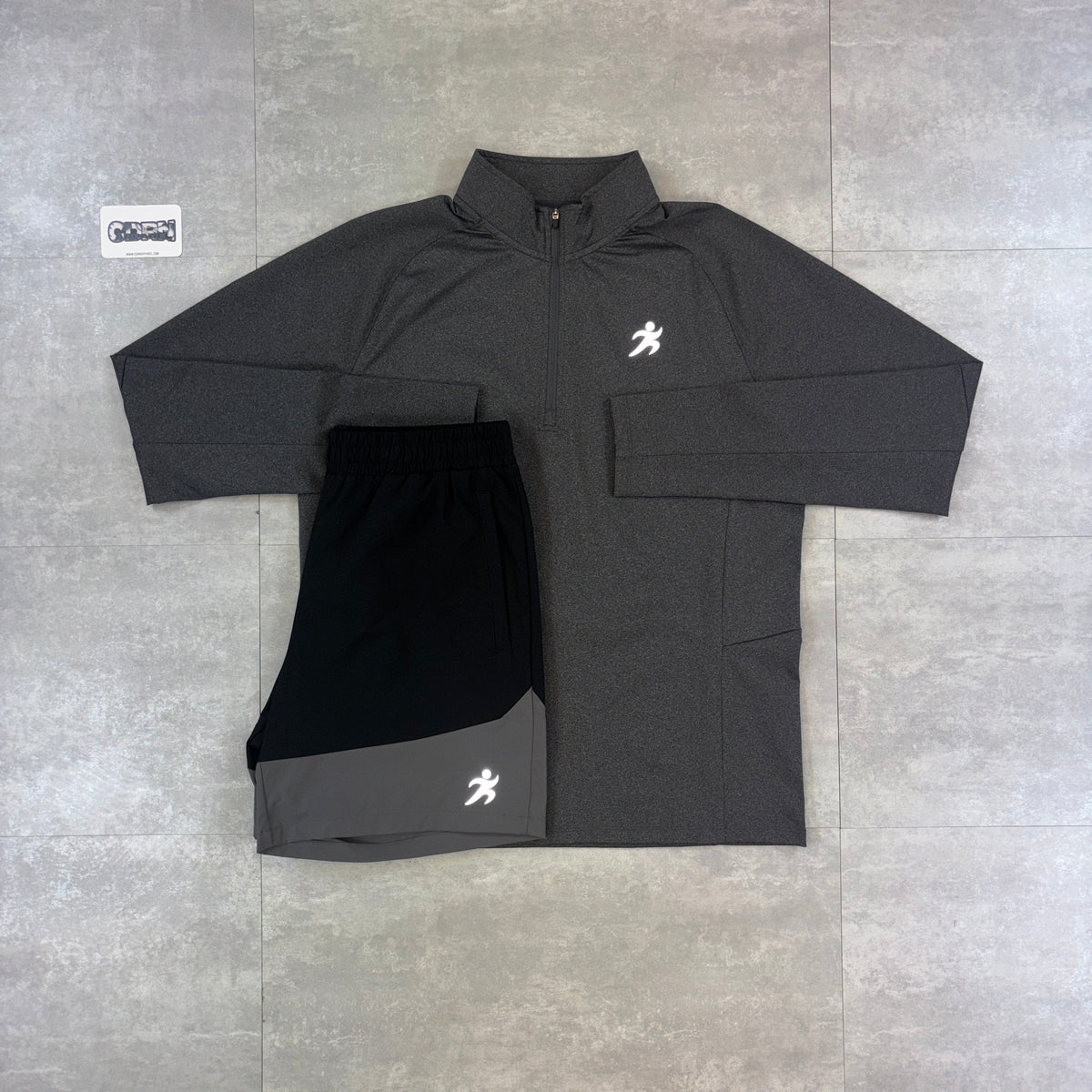 Trivo 1/4 Zip Graphite Grey & Black / Grey Trivo Two Tone Shorts Set