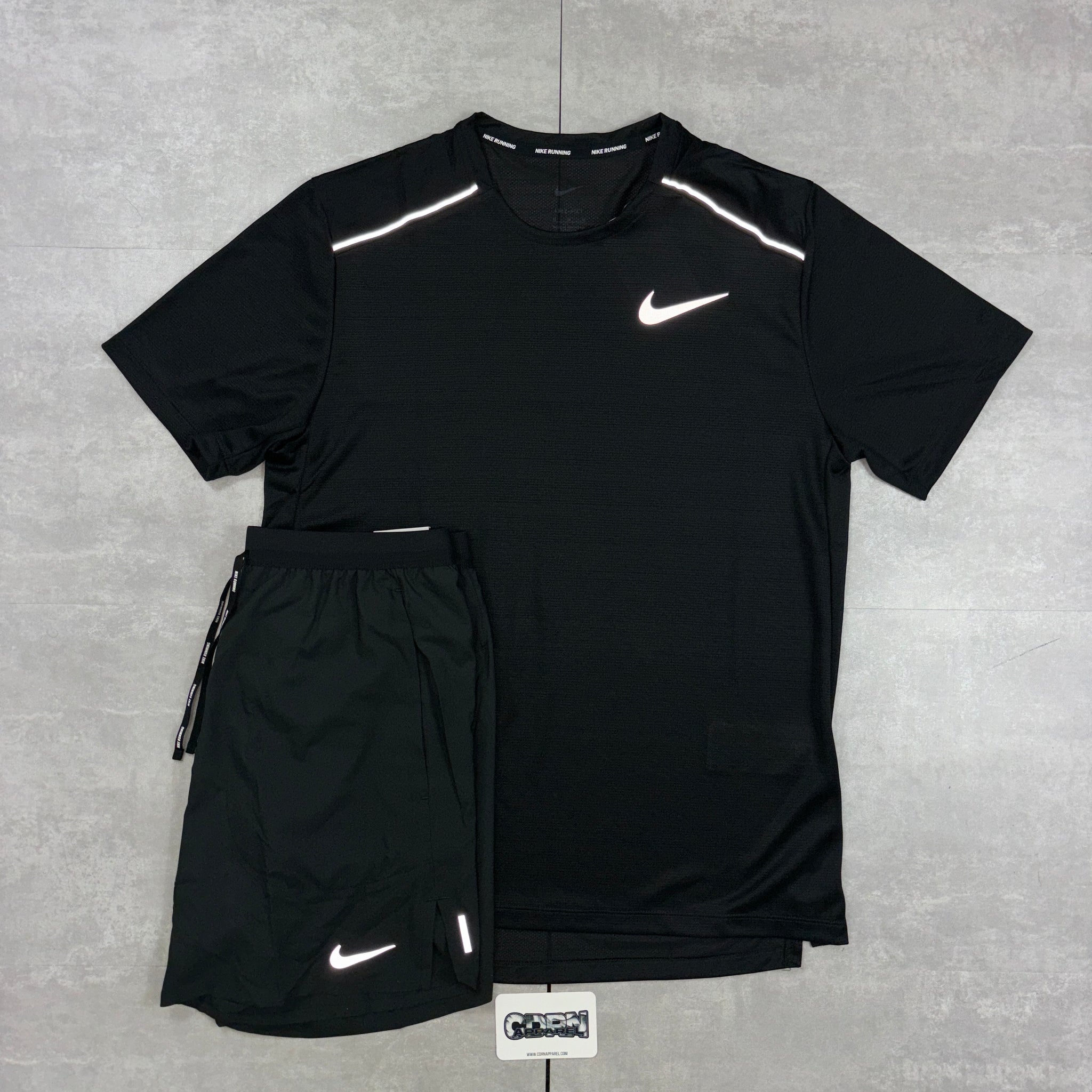 Nike Miler 1.0 Black & Black Flex Strides Shorts Set