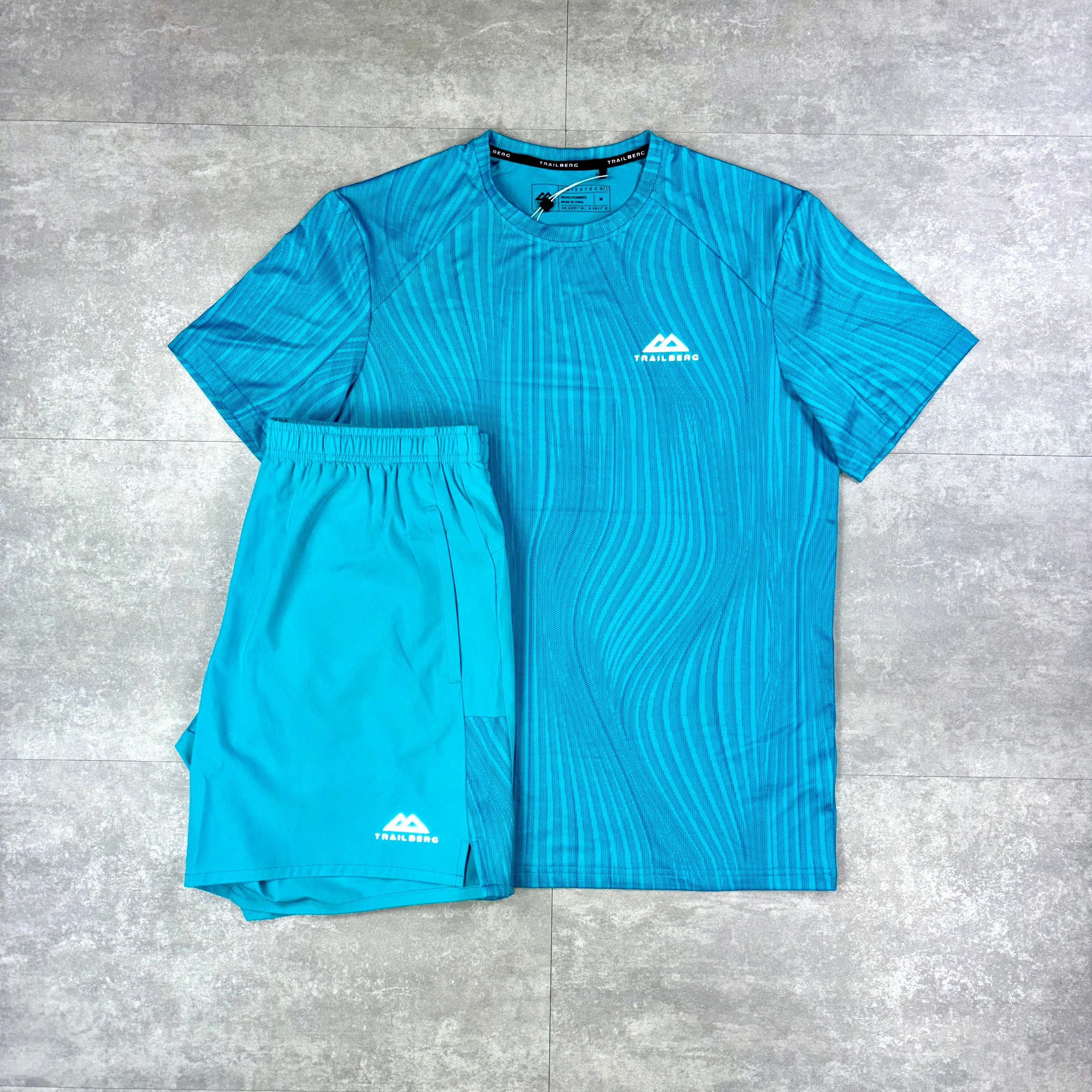 Trailberg Sky Blue Vertex Windbreaker, Vertex Tee & Vertex Shorts