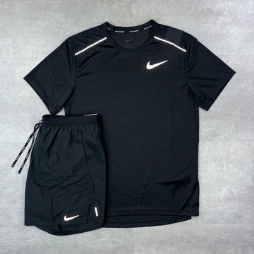 Nike Miler 1.0 Black & Black Flex Strides Shorts Set