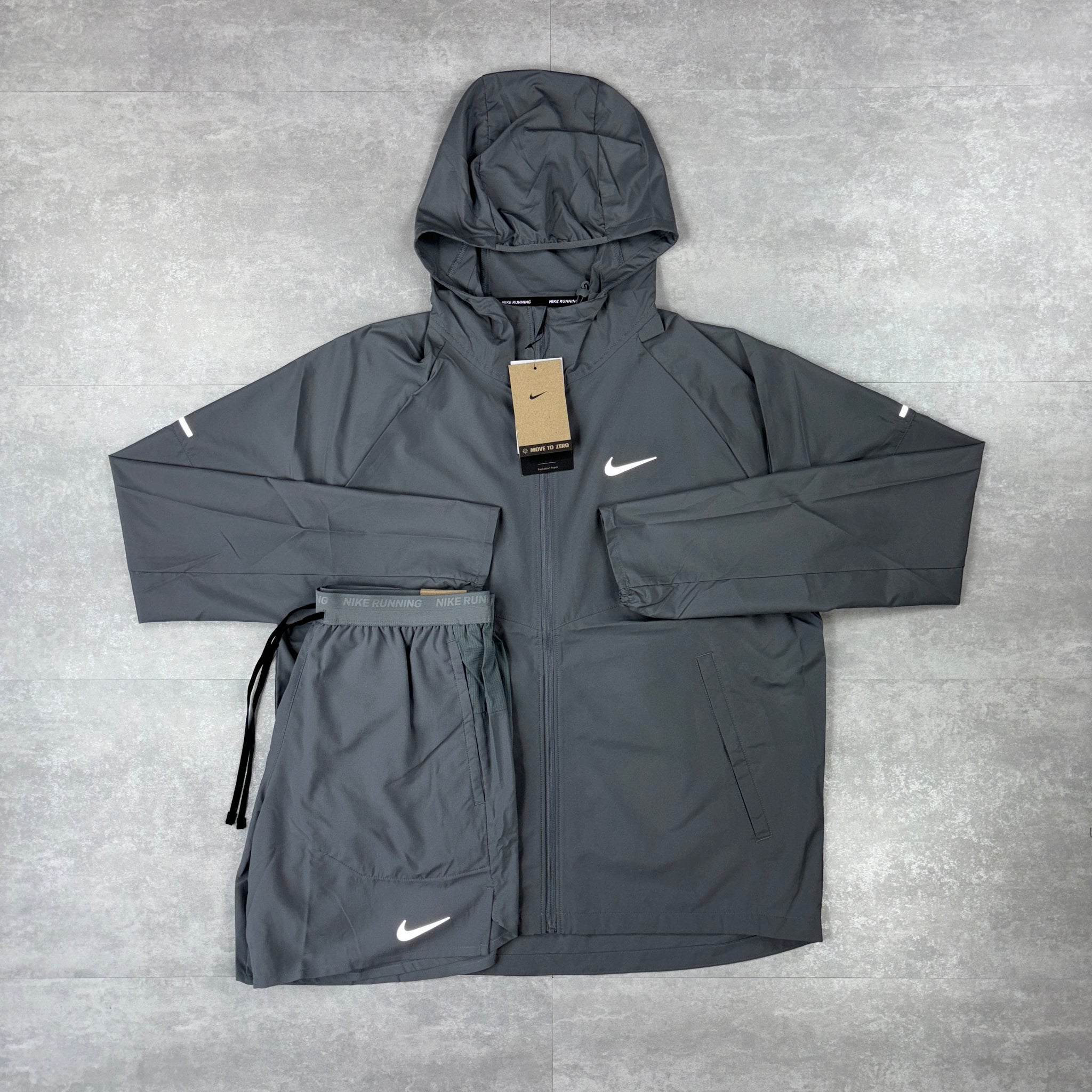 Nike Miler Grey Repel Windbreaker & 7” Grey Nike Flex Strides