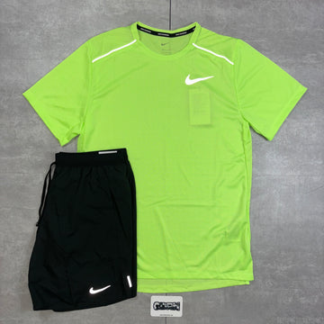 Nike Miler 1.0 Ghost Green & Black Flex Strides Shorts Set