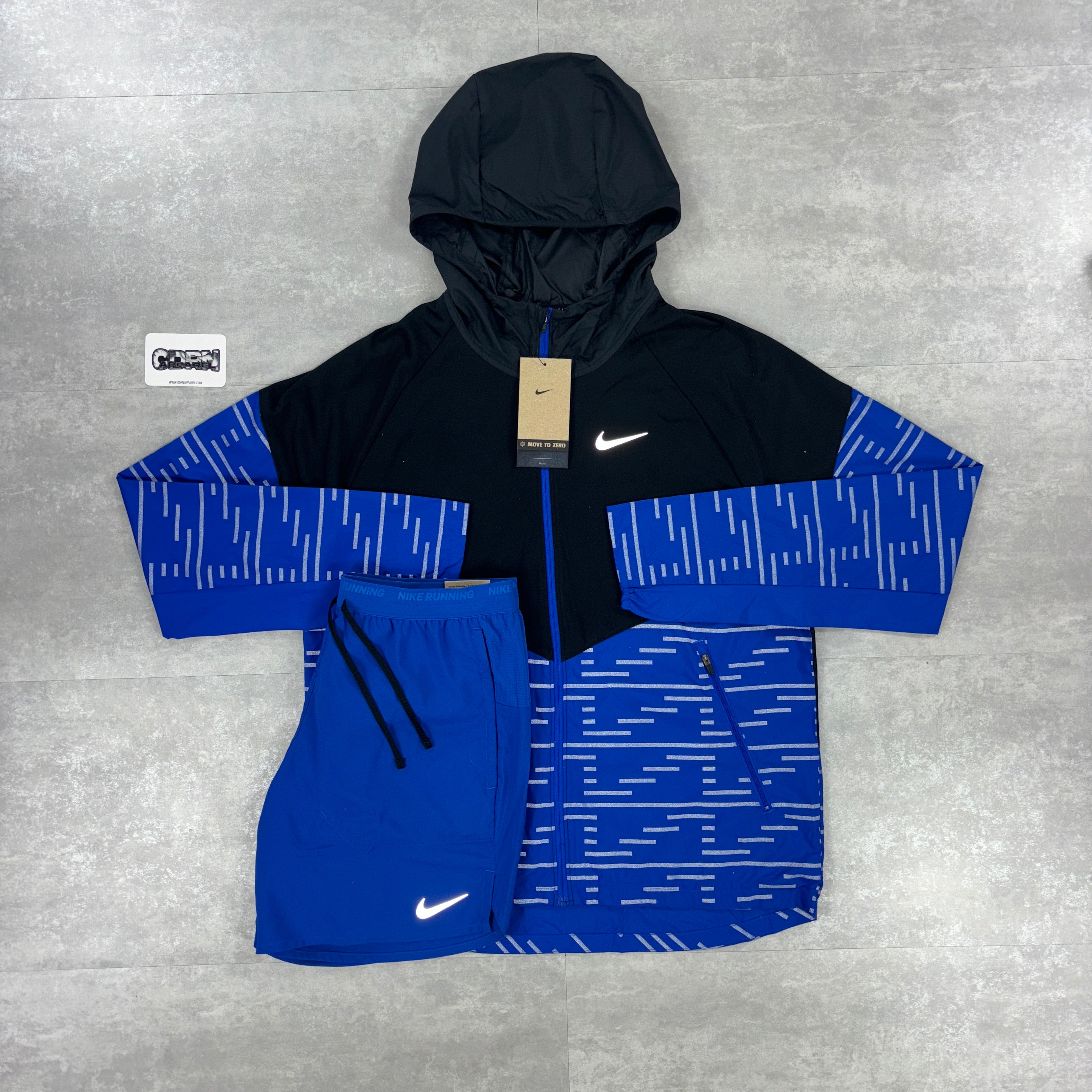 Nike Running Division Windbreaker Jacket Blue & Blue Flex Stride Shorts