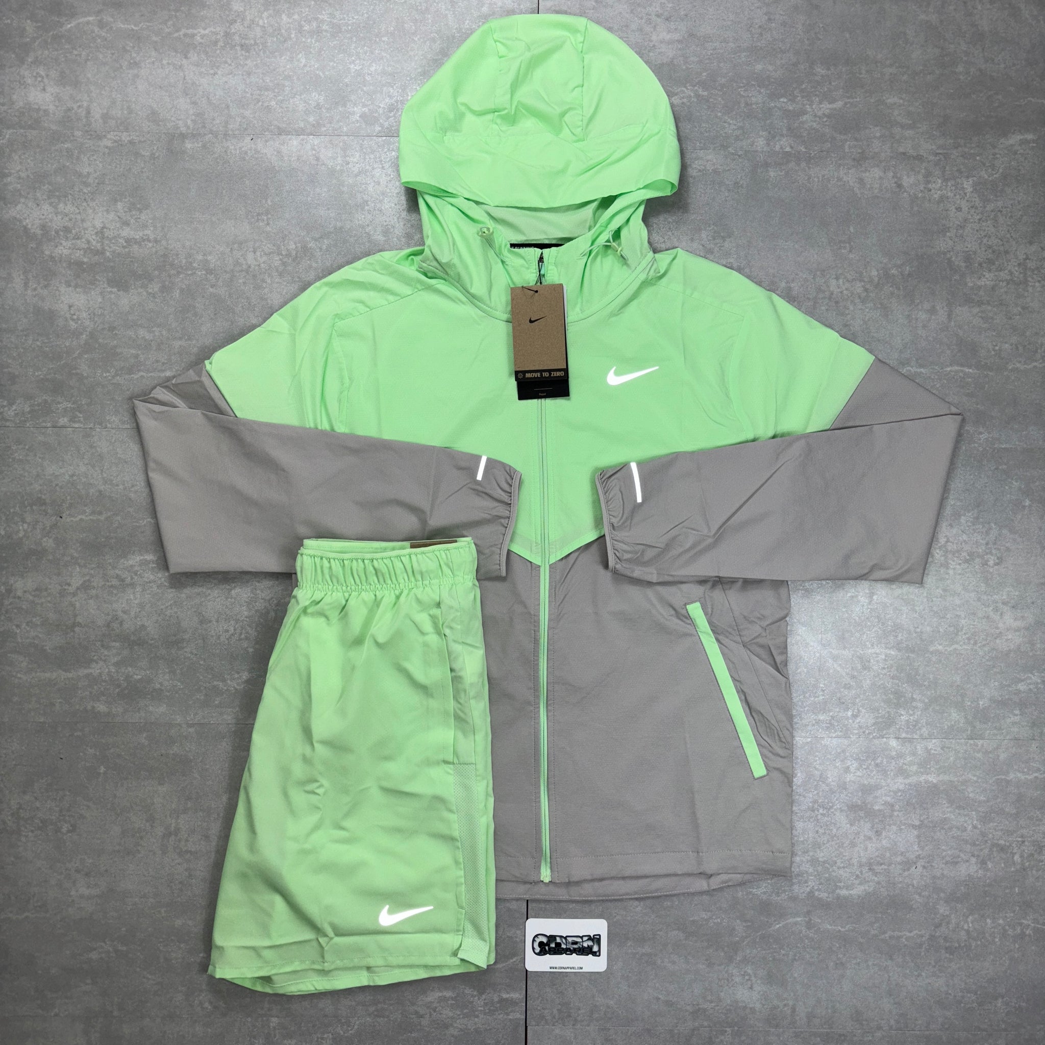 Nike Lime Green UV Windbreaker & Challenger Shorts Set