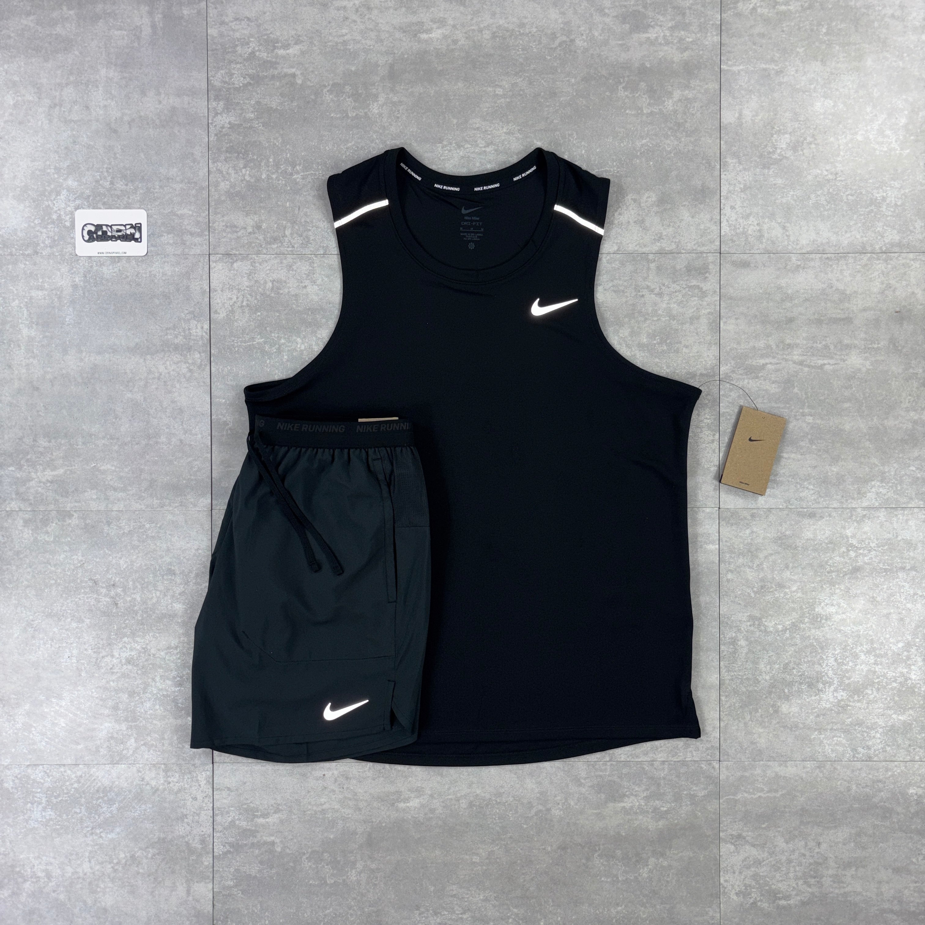 Nike Miler Vest 1.0 Black & Black Nike Flex Stride Shorts Set