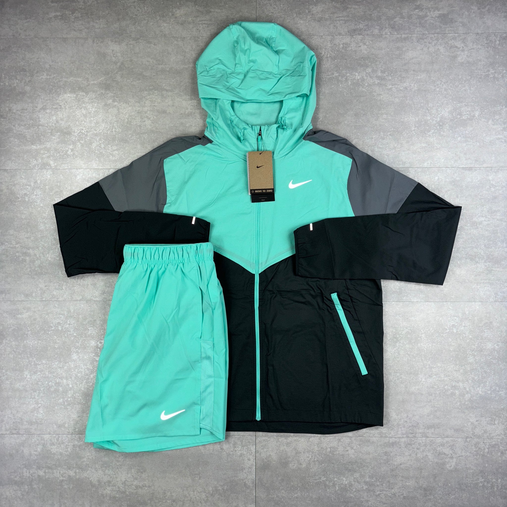 Nike Mint Green UV Windbreaker & Challenger Shorts Set