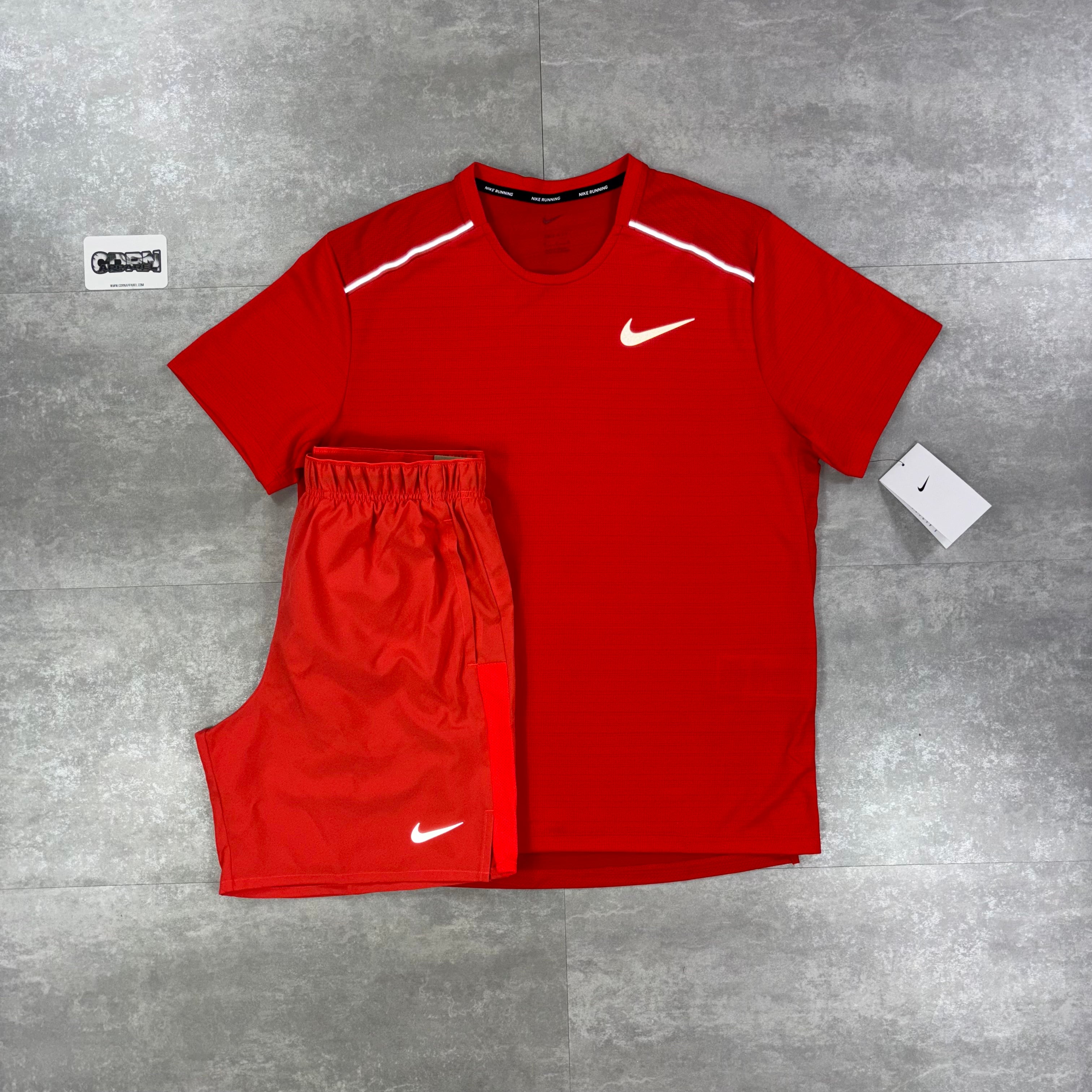 Nike Miler 1.0 Light Crimson & Light Crimson Challenger Shorts Set