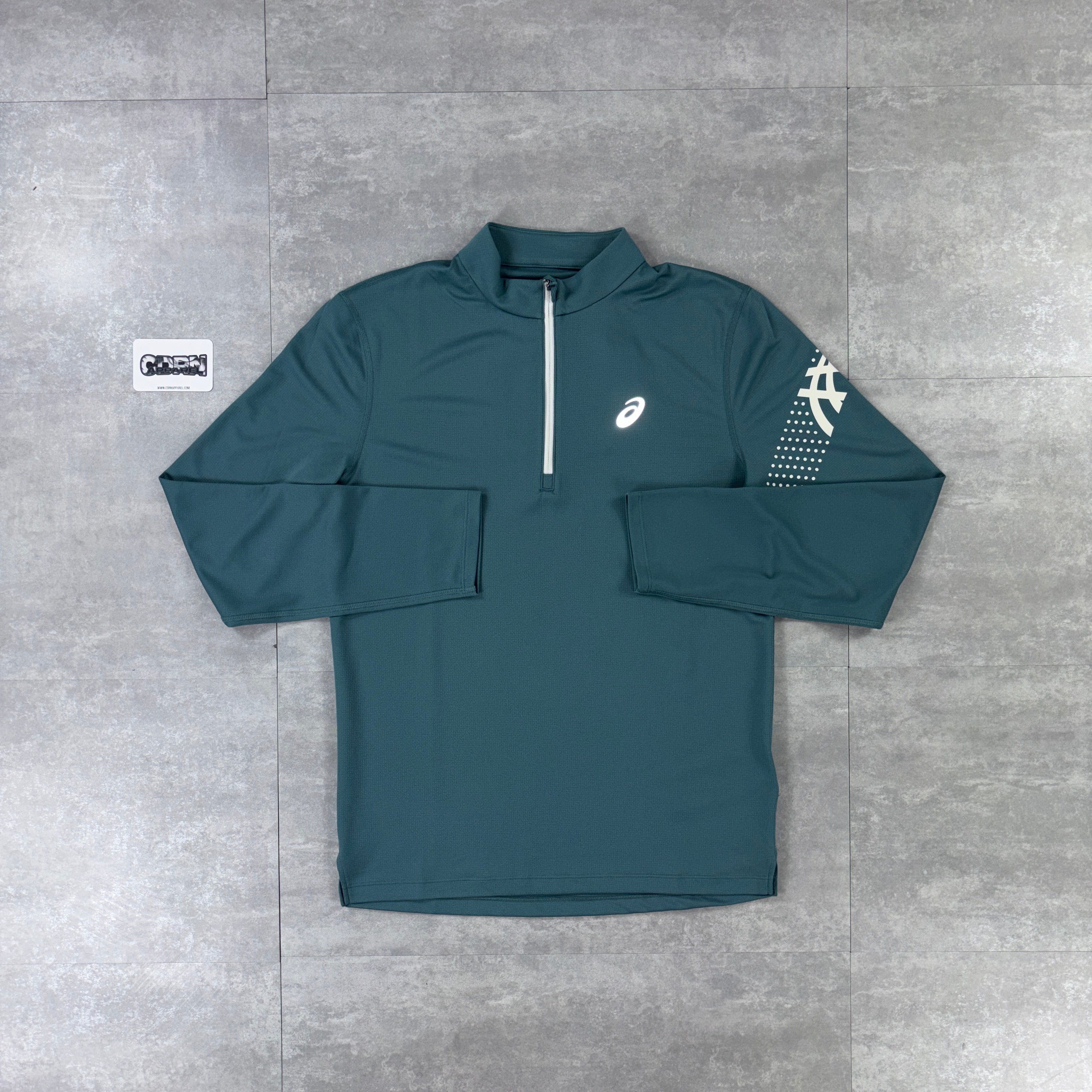 ASICS Foggy Teal Icon 1/4 Zip, Foggy Teal Icon T-Shirt & Foggy Teal Icon Shorts Set