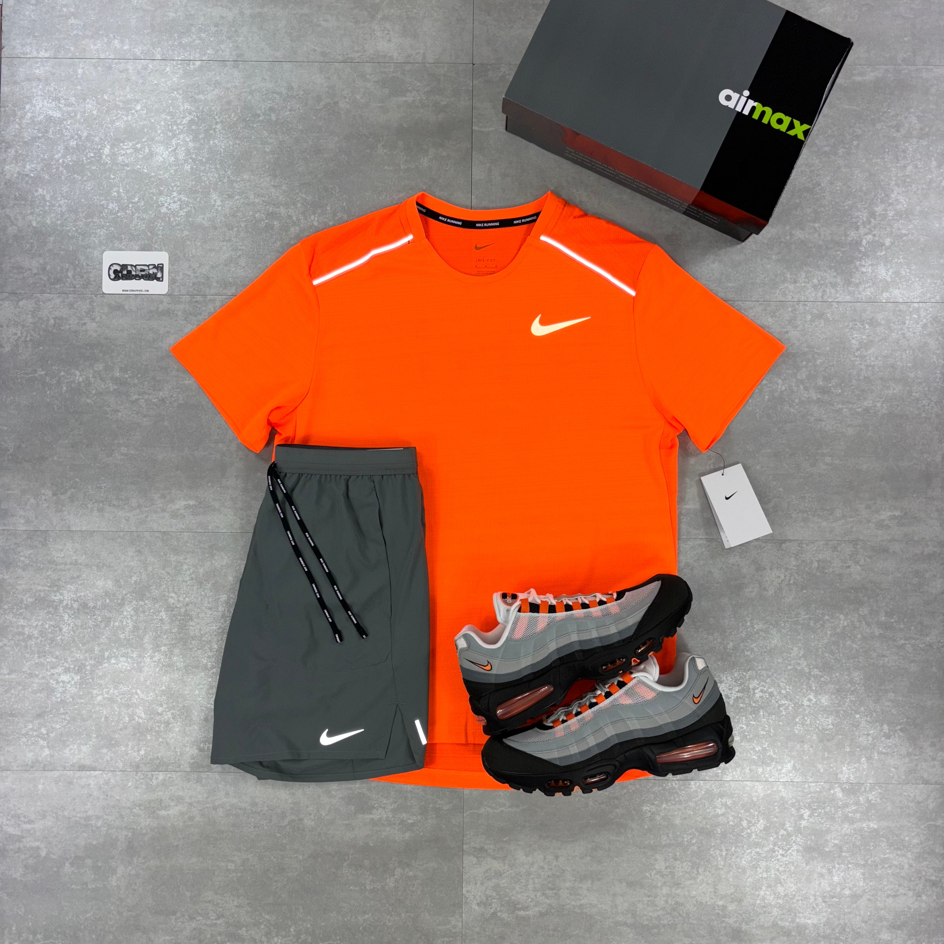 Nike Miler 1.0 Total Orange & Grey Flex Strides Shorts Set