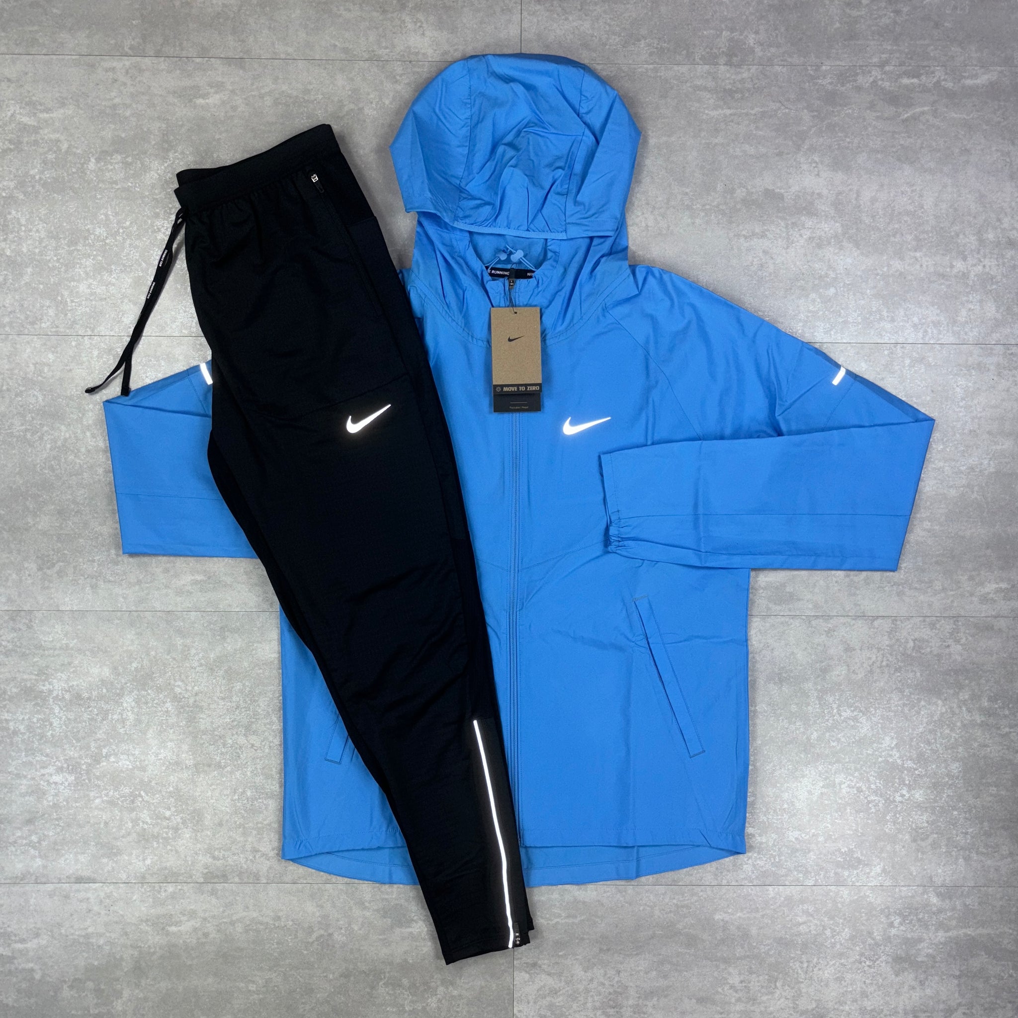 Nike University Blue Repel Windbreaker & Black Phenom Pants Set