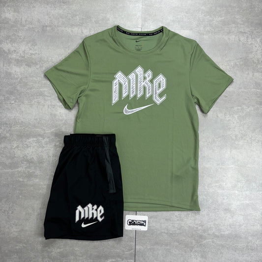 Nike Track Miler Khaki Green & Black Challenger Shorts