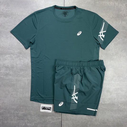Asics Teal Icon T-Shirt & Teal 5” Icon Shorts