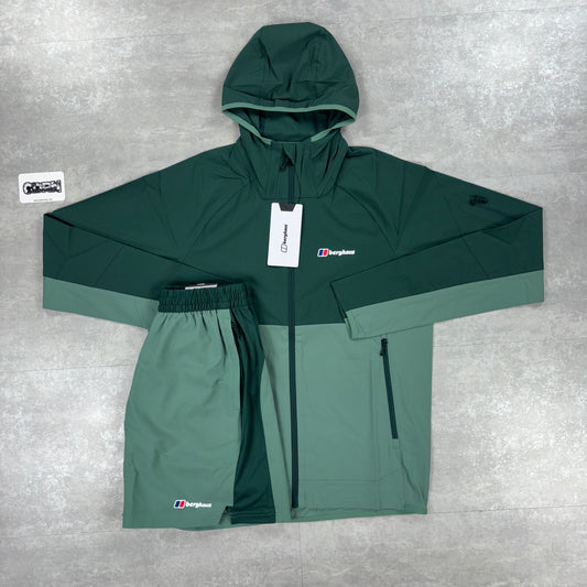 Berghaus Green Theran Windbreaker & Green Wayside Shorts Set