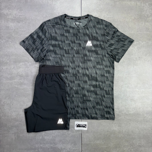 Montirex Trace Grey AOP T-Shirt & Grey Panel Shorts Sety