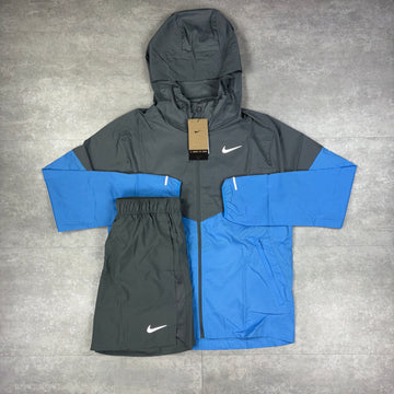 Nike UV Windbreaker Grey/Blue & Grey Challenger Shorts Set