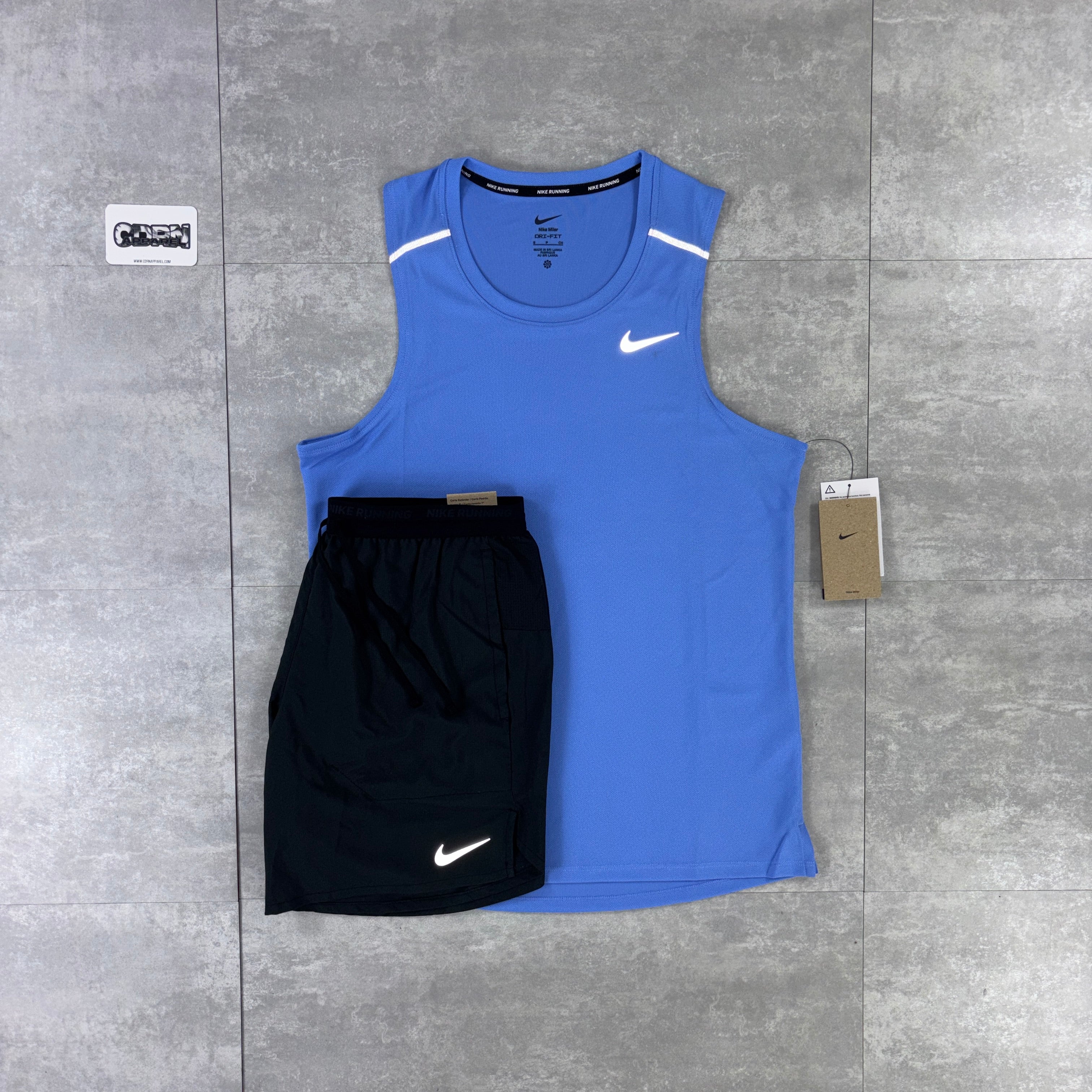 Nike Miler Vest 1.0 Pulse Blue & Black Nike Flex Stride Shorts Set