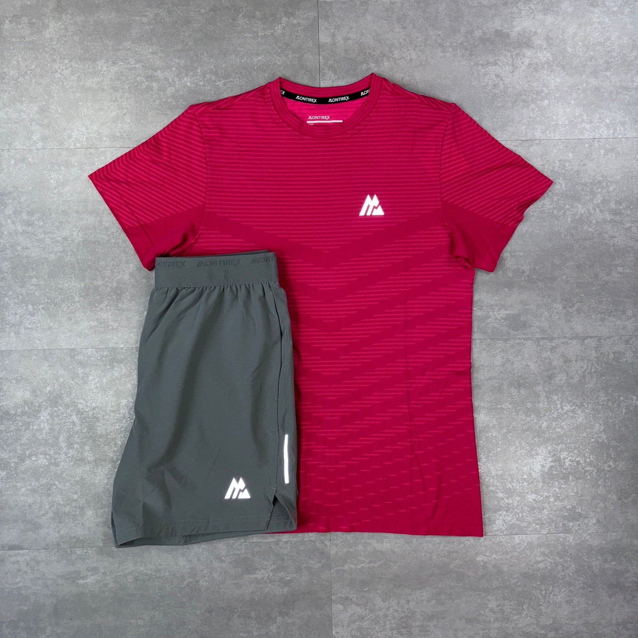 Montirex Hot Pink Seamless T-Shirt & Grey Fly 2.0 Shorts Set