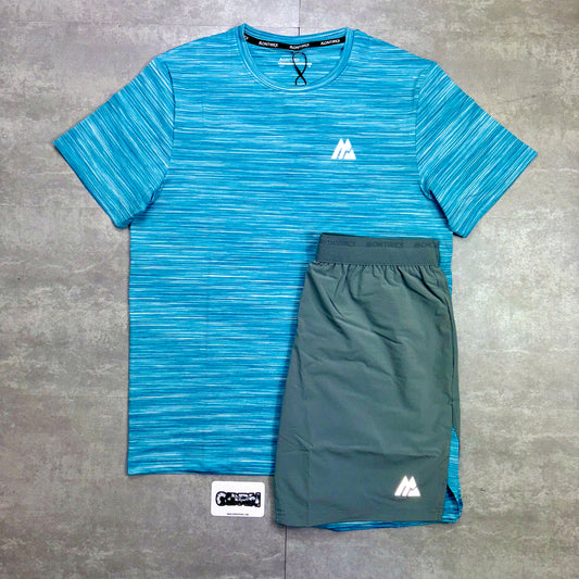 Montirex Neon Blue Trail 2.0 T-Shirt & Neon Blue Panel 2.0 Shorts Set