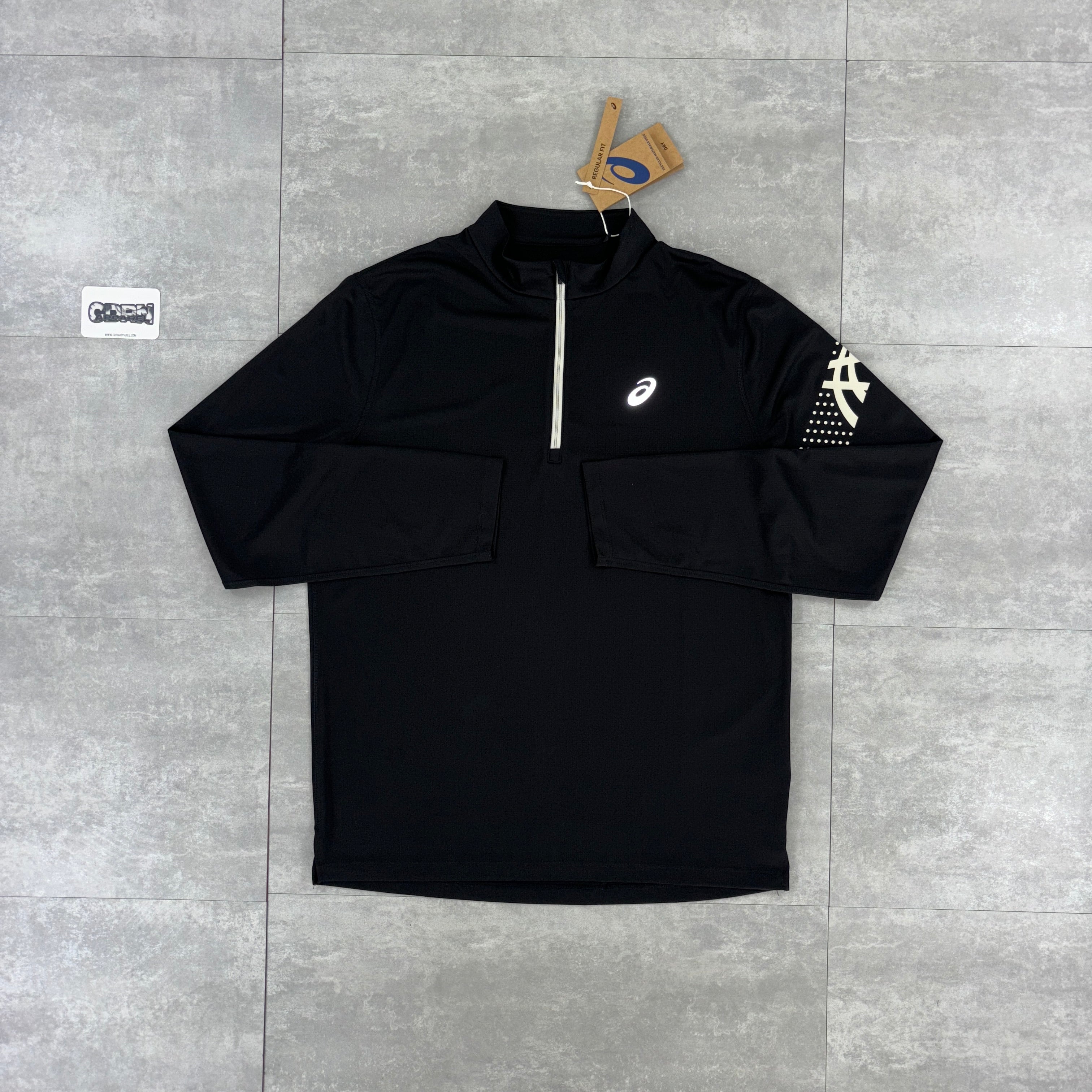 Asics Icon 1/4 Zip Black / White & Black Icon Shorts Sets