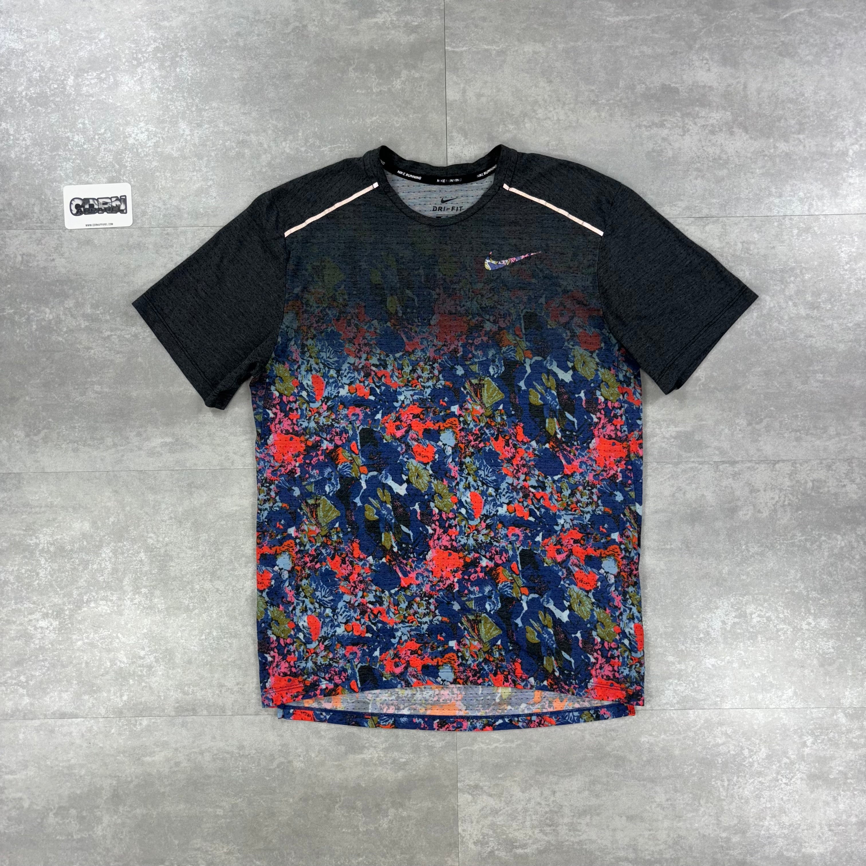 Nike Floral Miler T-Shirt - Blue / Red