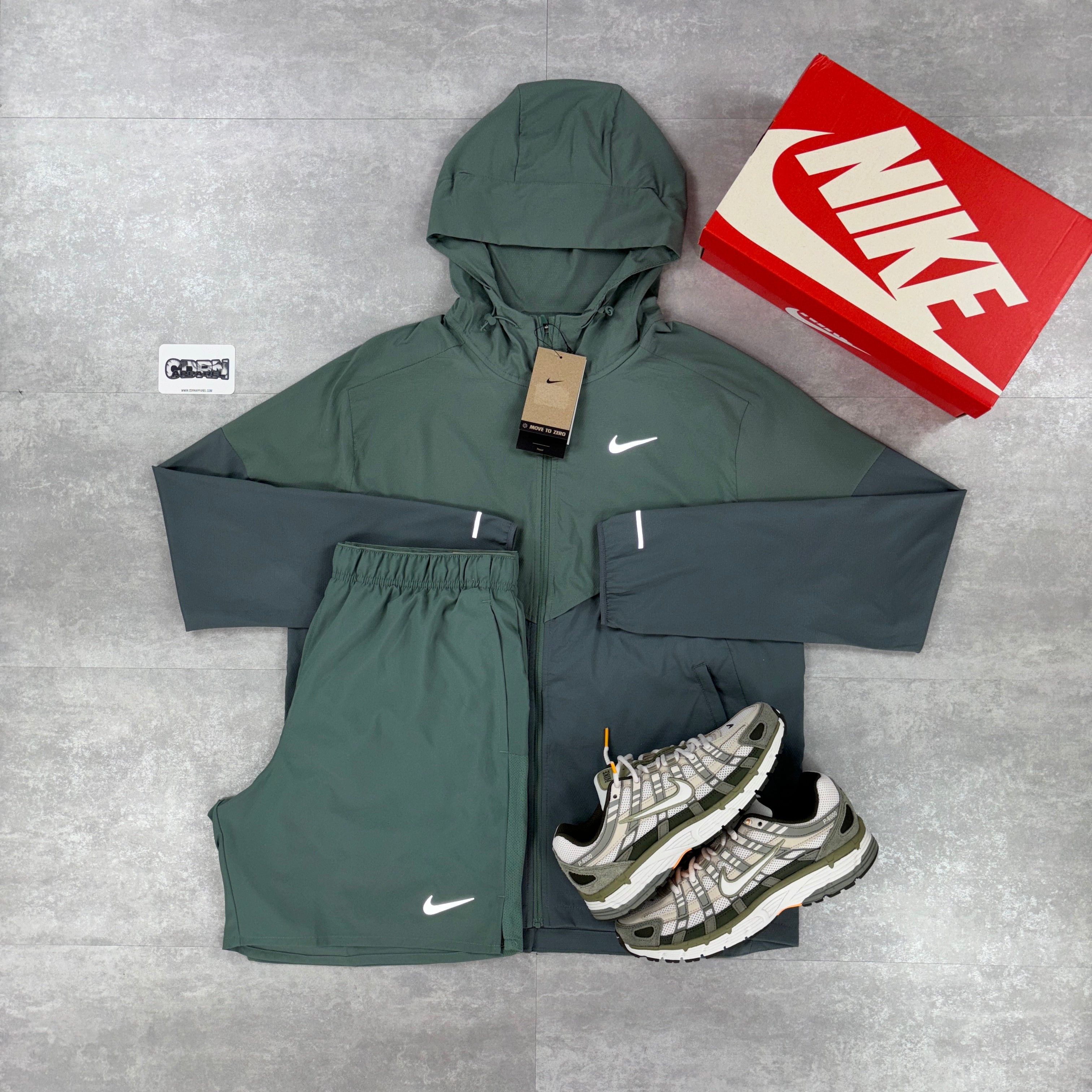 Nike Clay Green UV Windbreaker & Clay Green Challenger Shorts Set