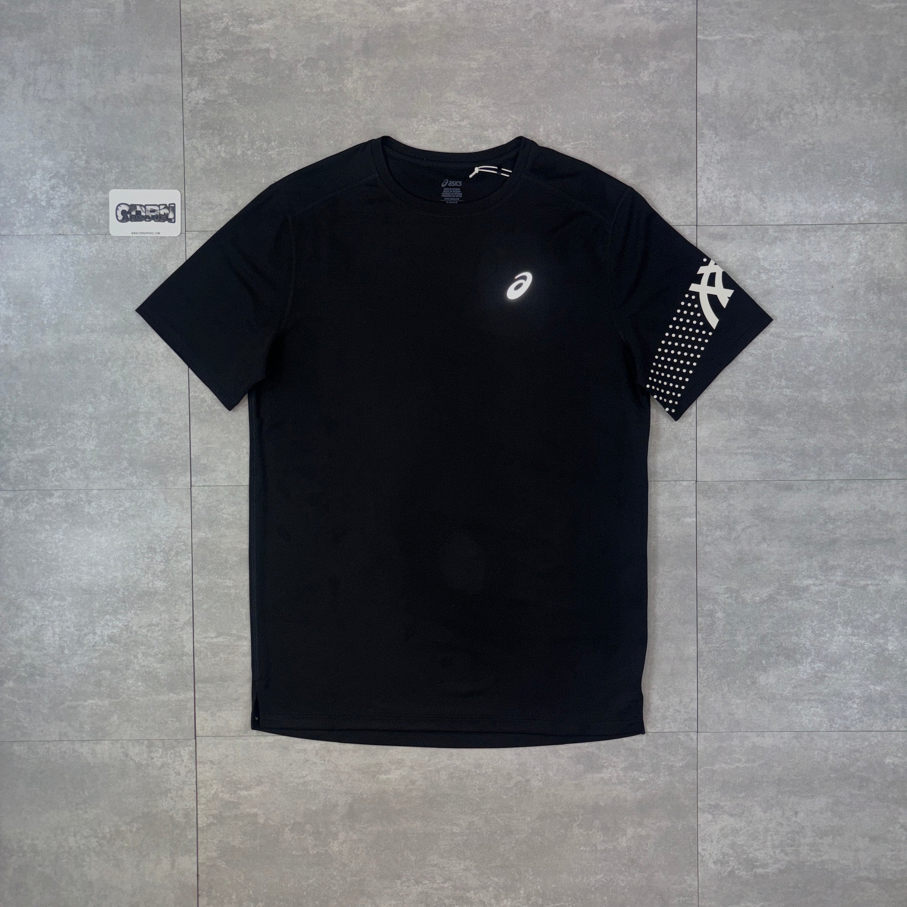 Asics Icon T-Shirt Black & Black Icon Shorts Set