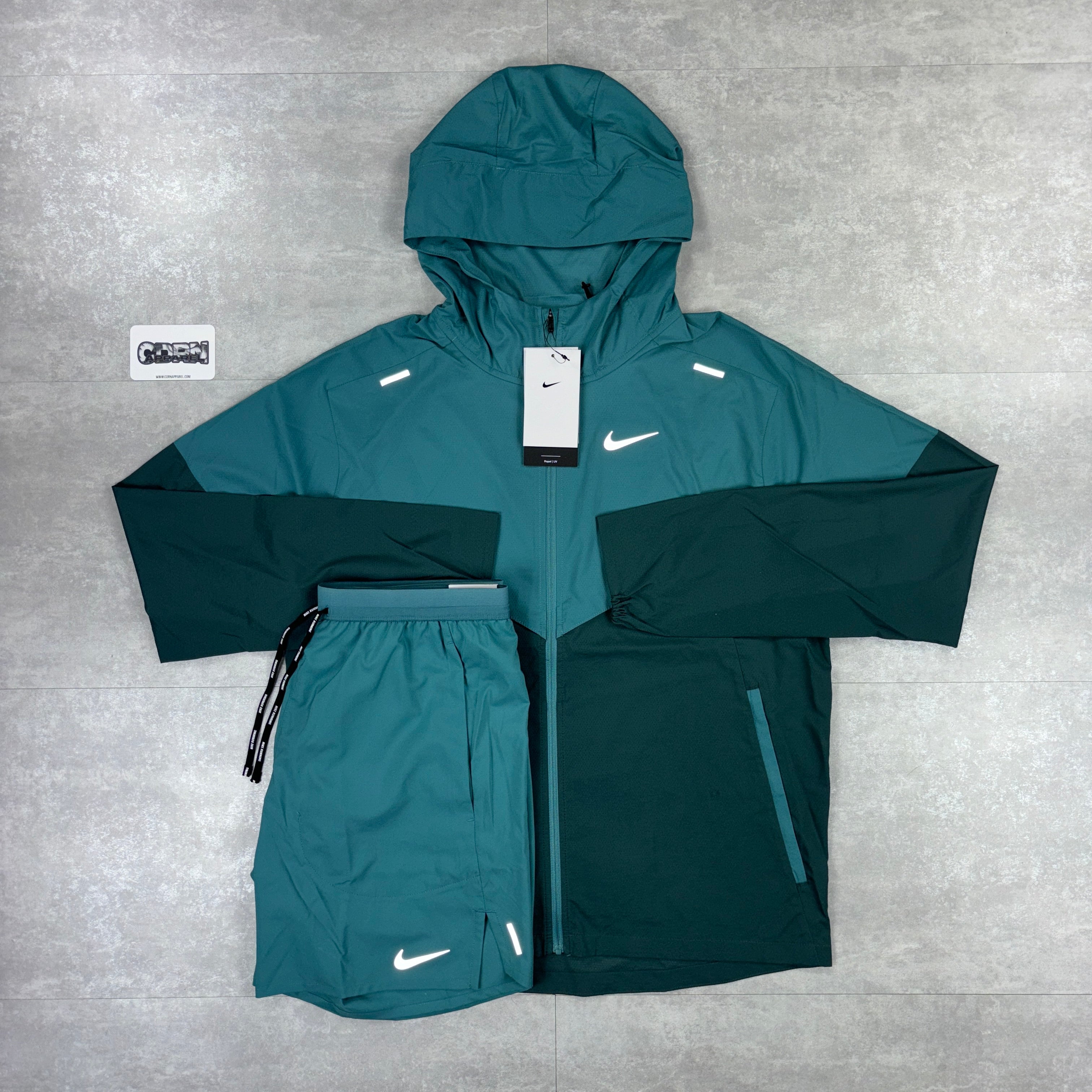 Nike Teal UV Windbreaker & Nike Teal Flex Stride Shorts
