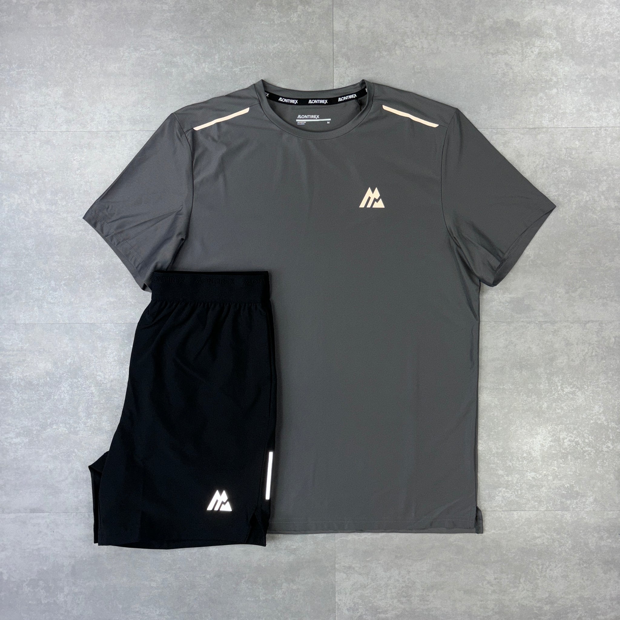 Montirex Grey Charge T-Shirt & Black Fly Shorts