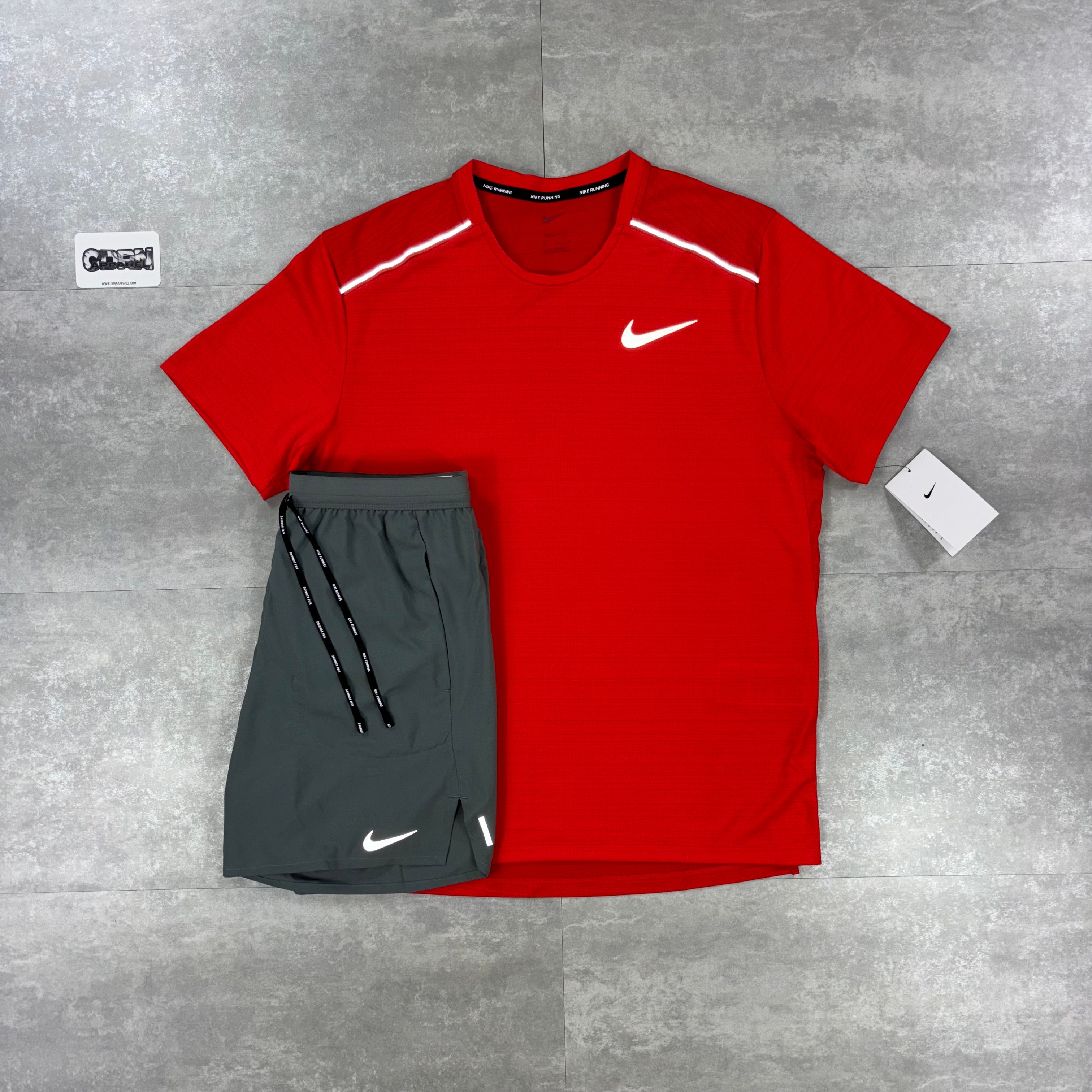 Nike Miler 1.0 Light Crimson & Grey Flex Strides Shorts Set