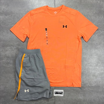 Under Armour Orange Jacquard Print T-Shirt & Grey 7” Shorts