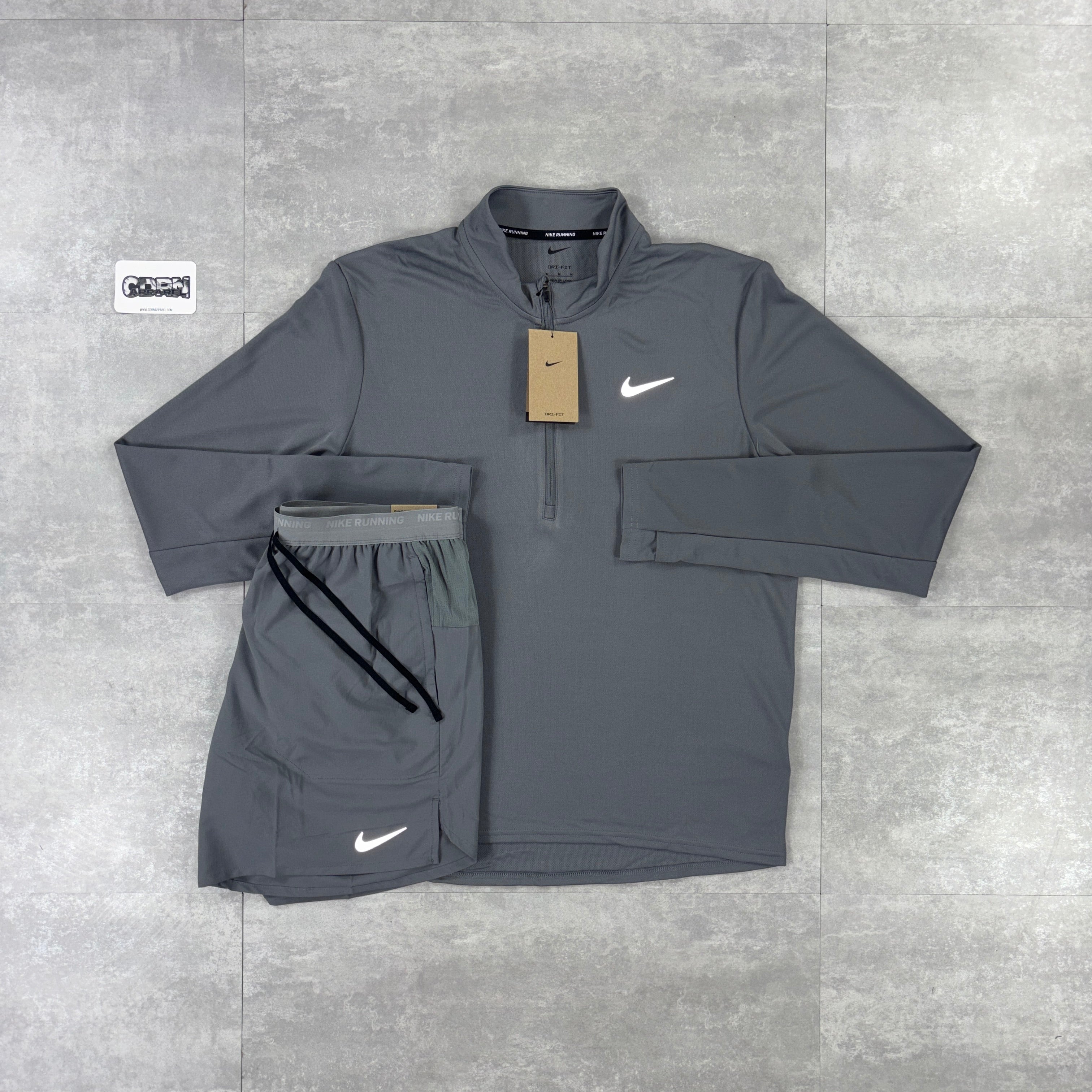 Nike Pacer 1/4 Zip Grey & Grey Flex Stride Shorts Set