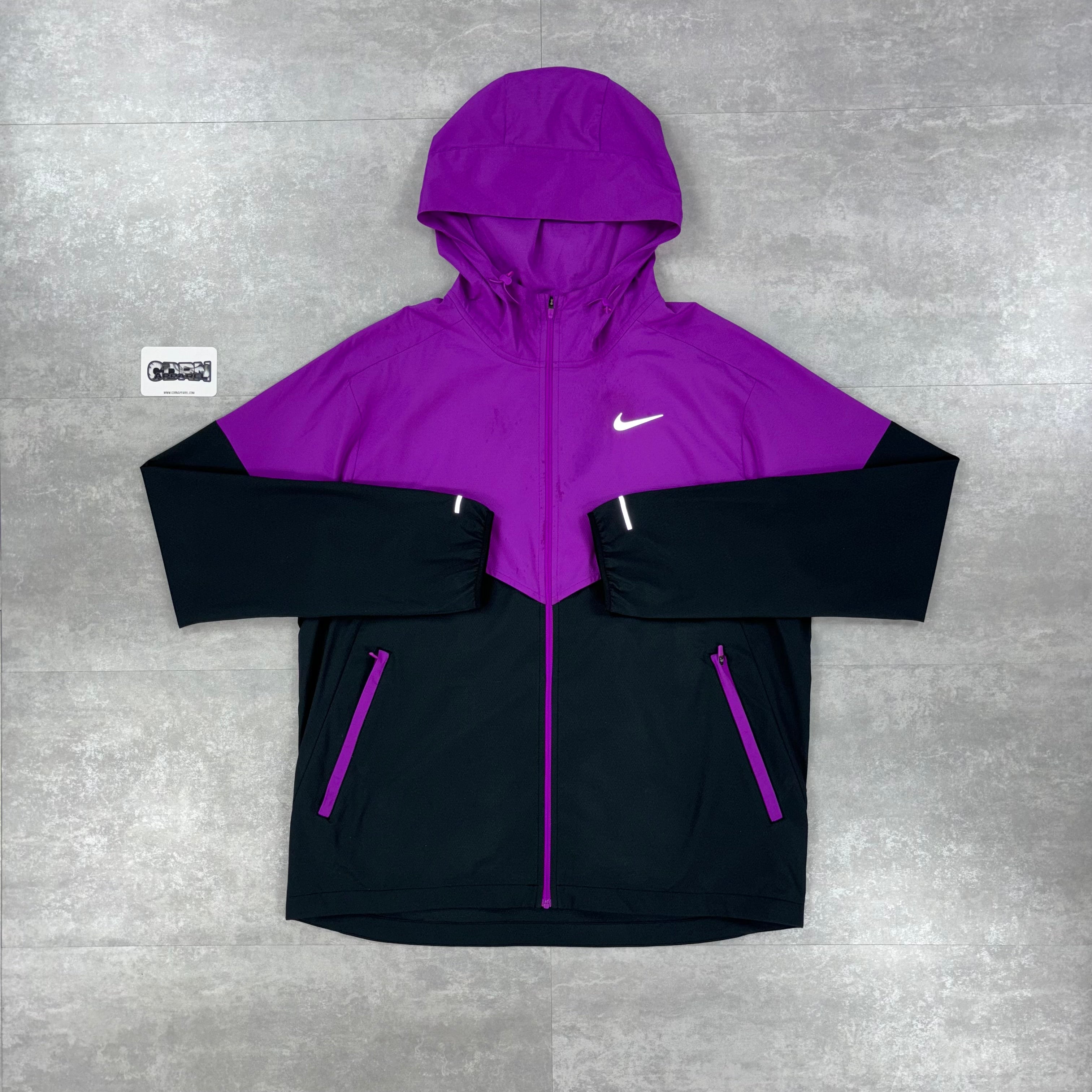 Nike Vivid Purple UV Windbreaker & Black Flex Stride Shorts Set