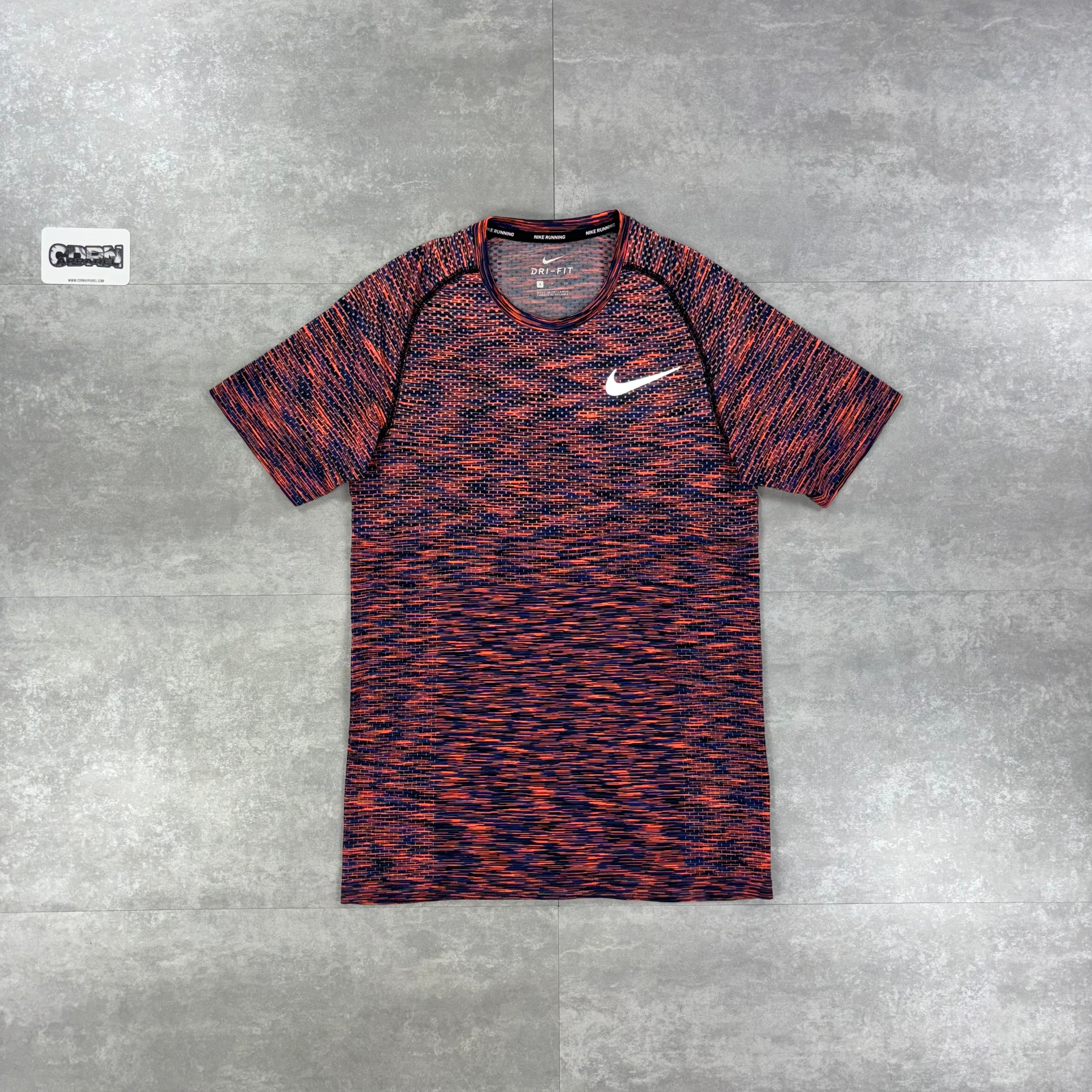 Nike Miler Techknit T-Shirt - Orange Fireworks