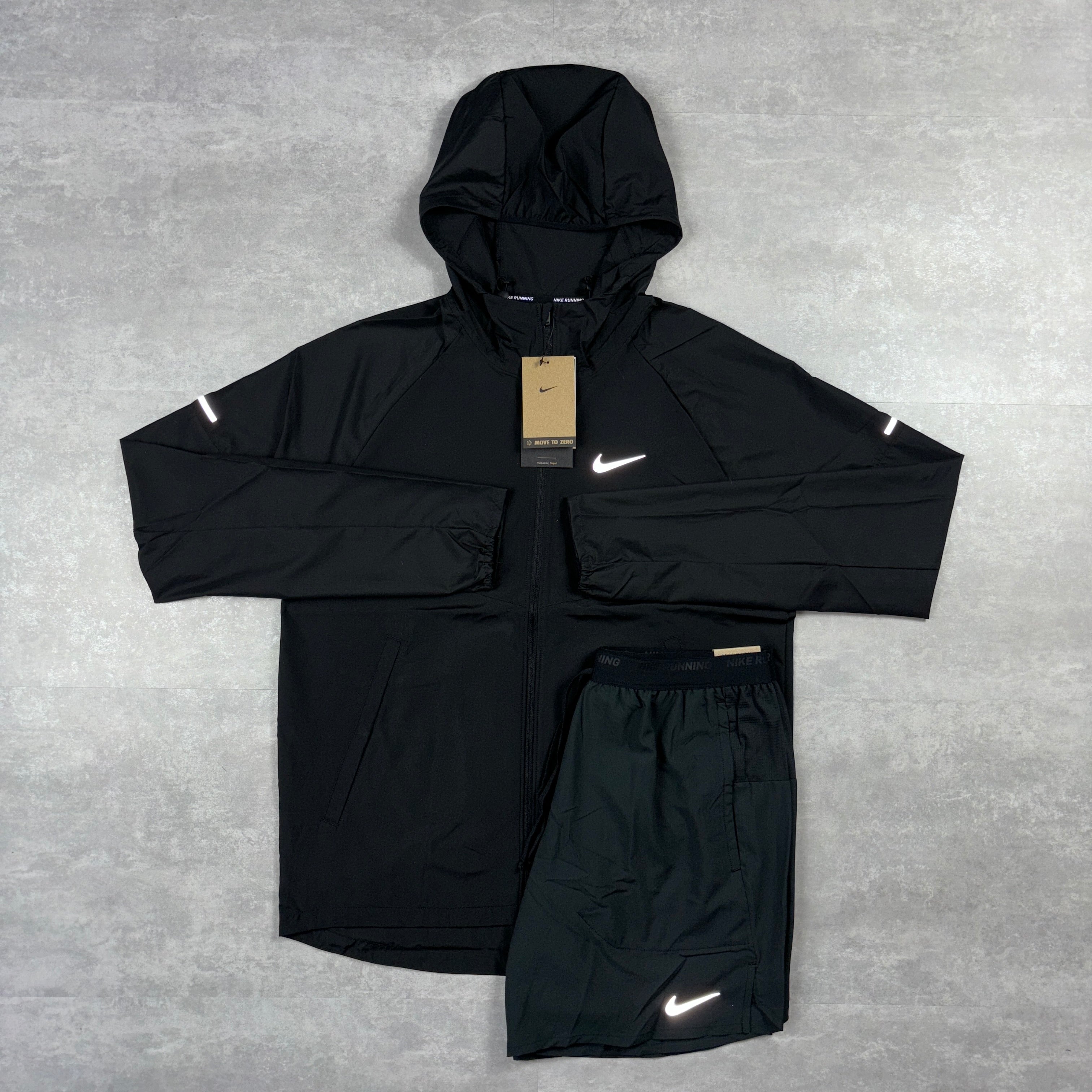 Nike Miler Black Repel Windbreaker & 7” Black Nike Flex Strides