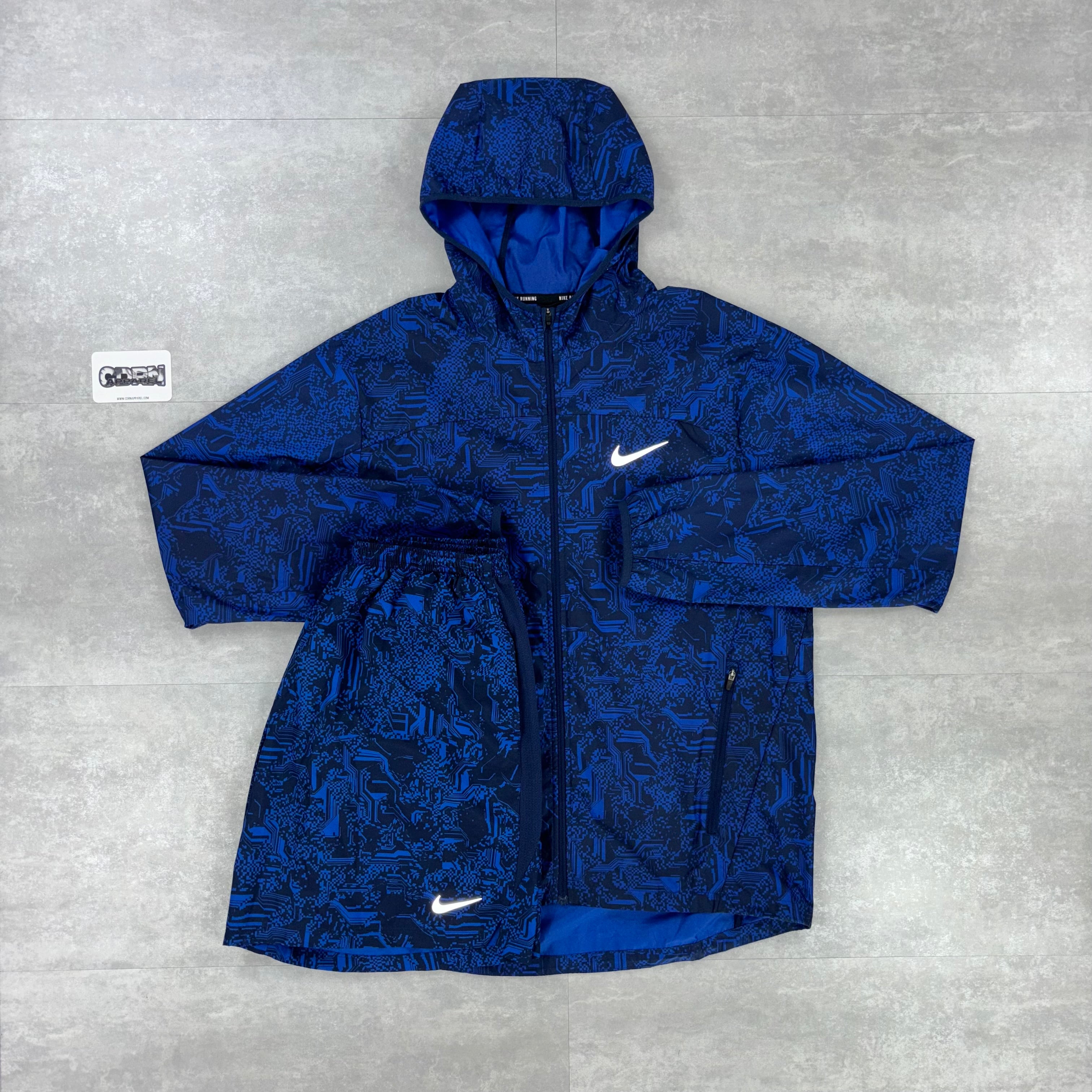 Nike Blue Digital Shield Windbreaker, Blue Digital T-Shirt & Blue Digital Shorts Set